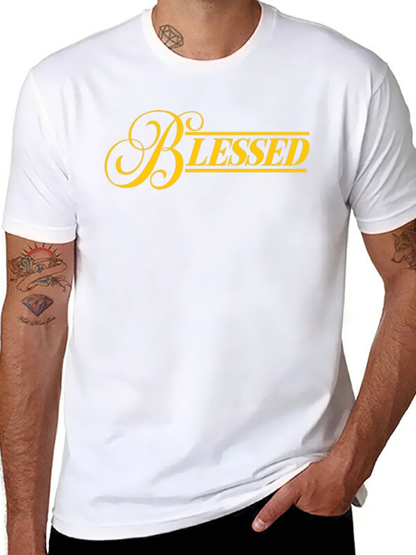 Camiseta Negra Blessed Dorada para Hombre