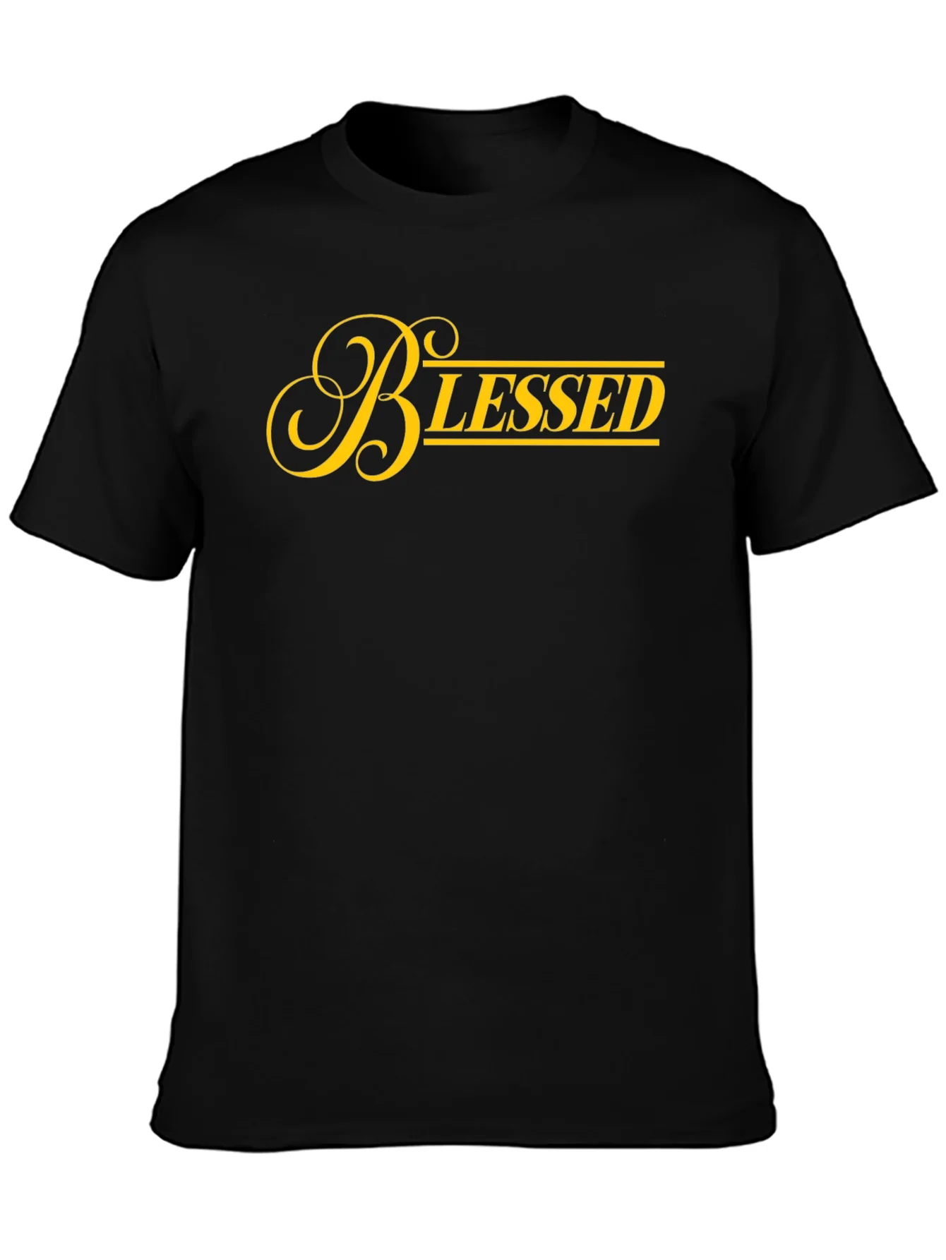 Camiseta Negra Blessed Dorada para Hombre