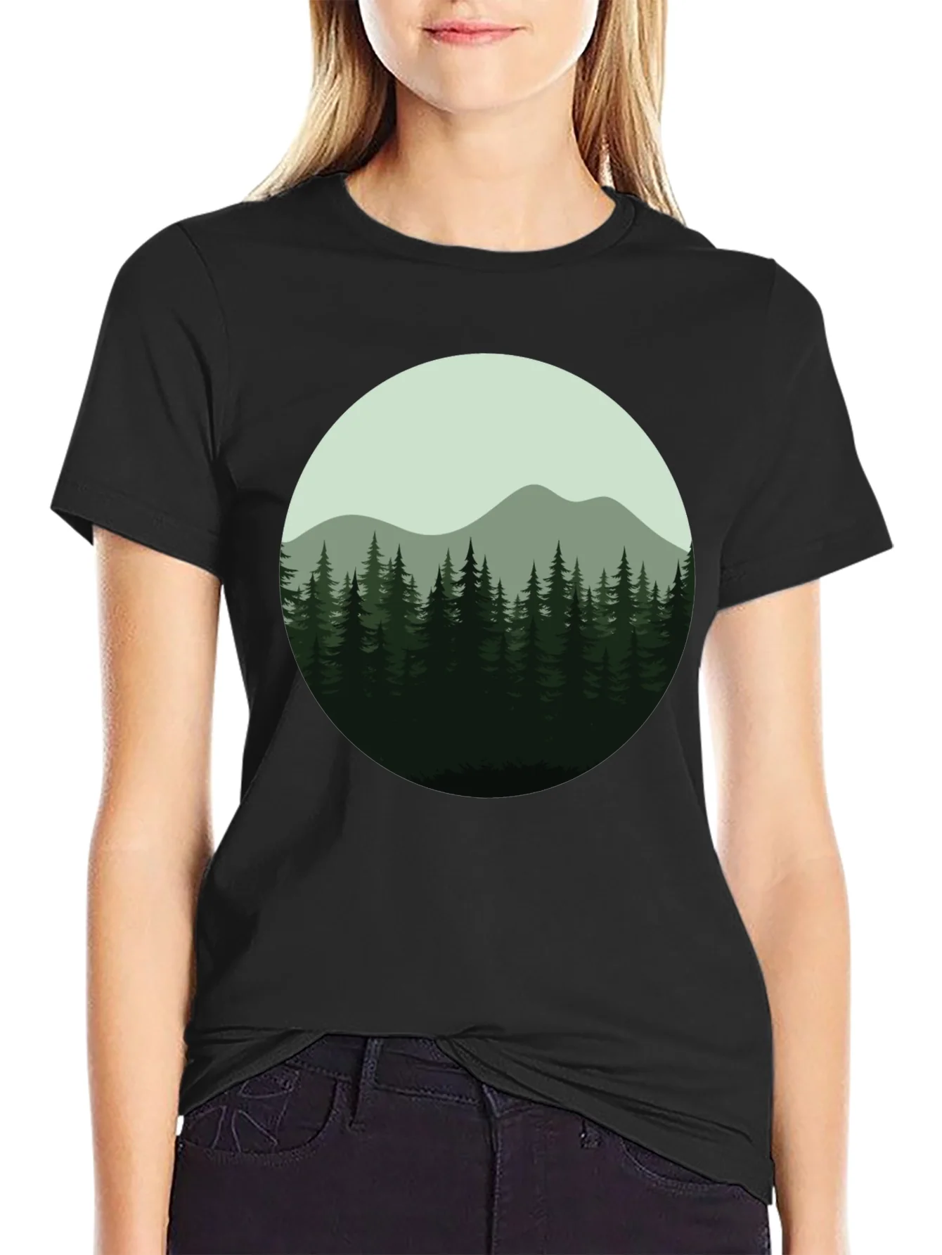 Rebbecca Natures Embrace Tee: Forest Mountain Design
