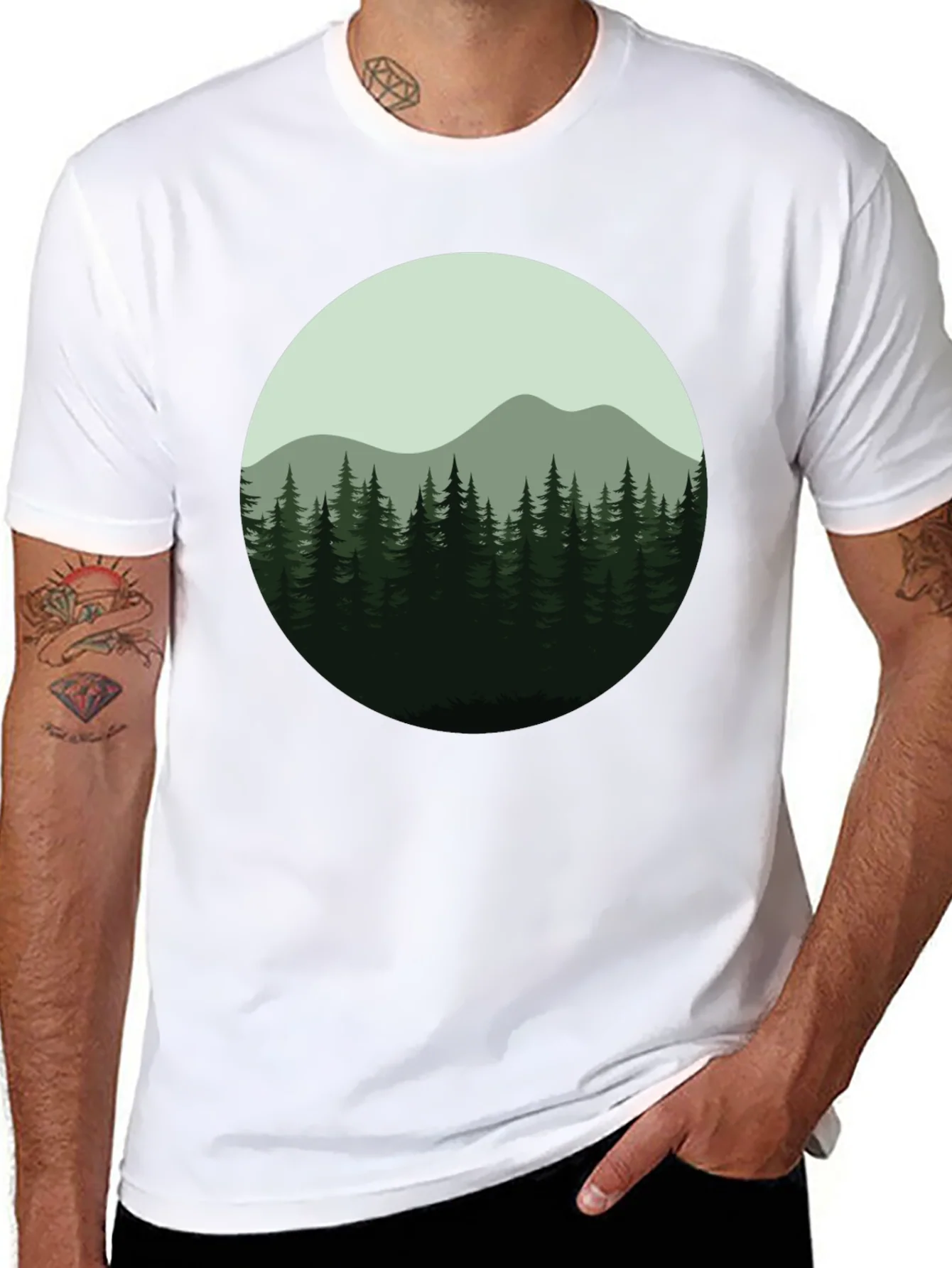 Rebbecca Natures Embrace Tee: Forest Mountain Design