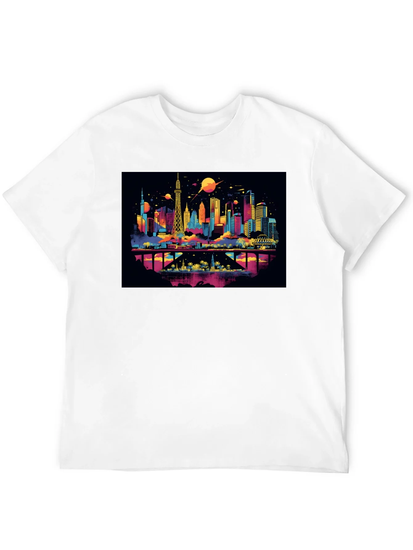 Camiseta Negra con Dise?o Urbano Futurista