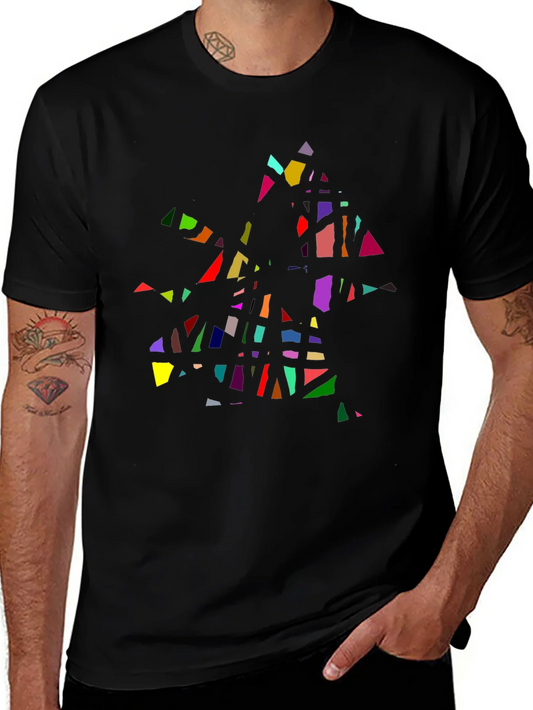 Camiseta Negra con Dise?o Abstracto Colorido
