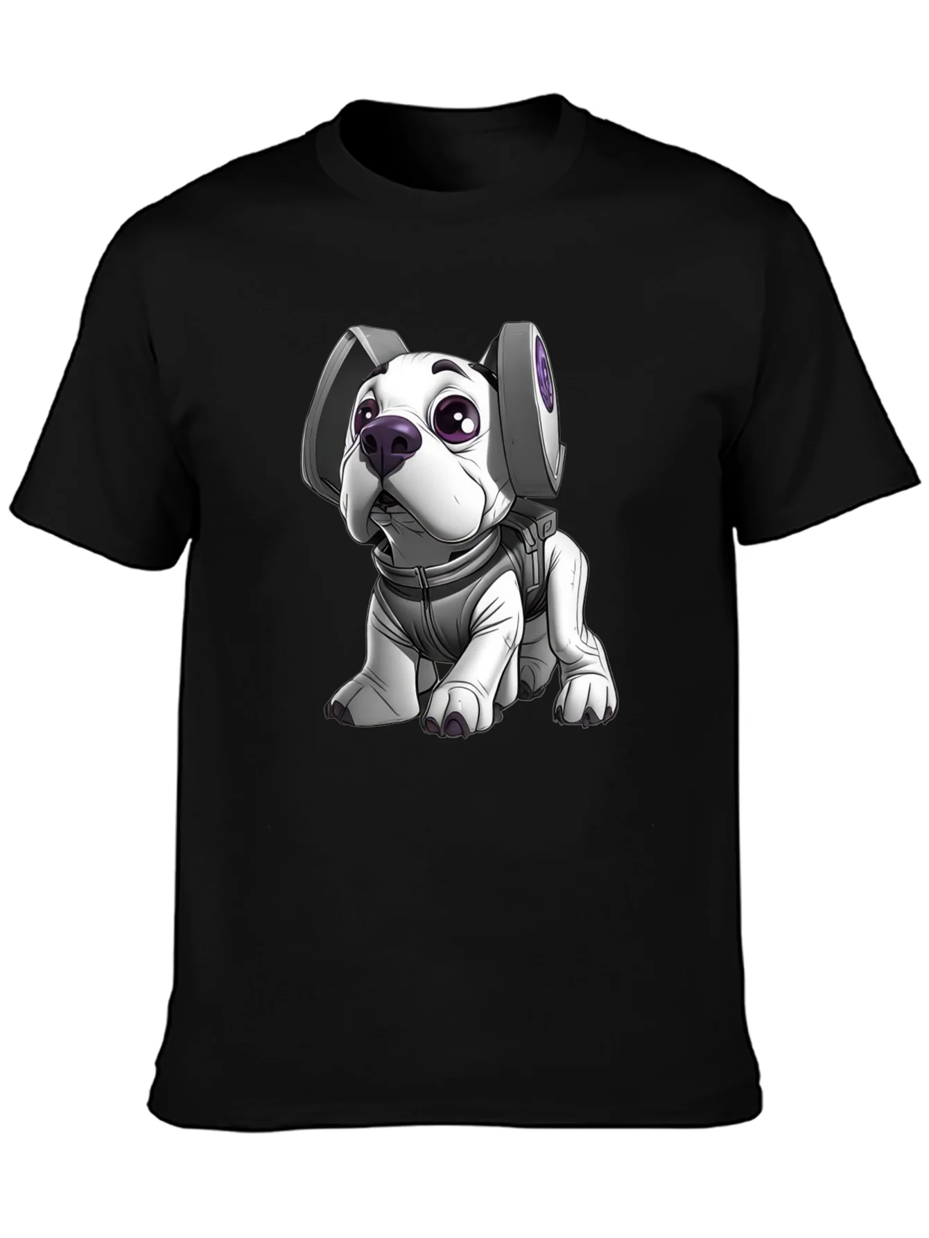 Camiseta Negra con Dise?o de Perro Astronauta