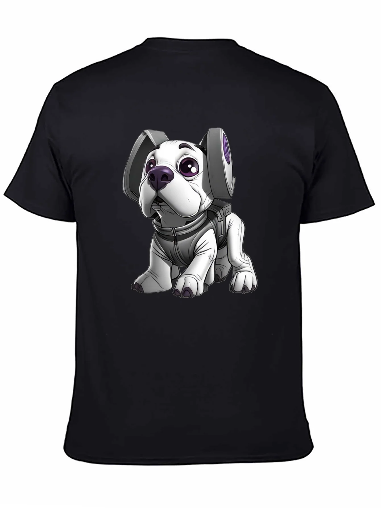 Camiseta Negra con Dise?o de Perro Astronauta