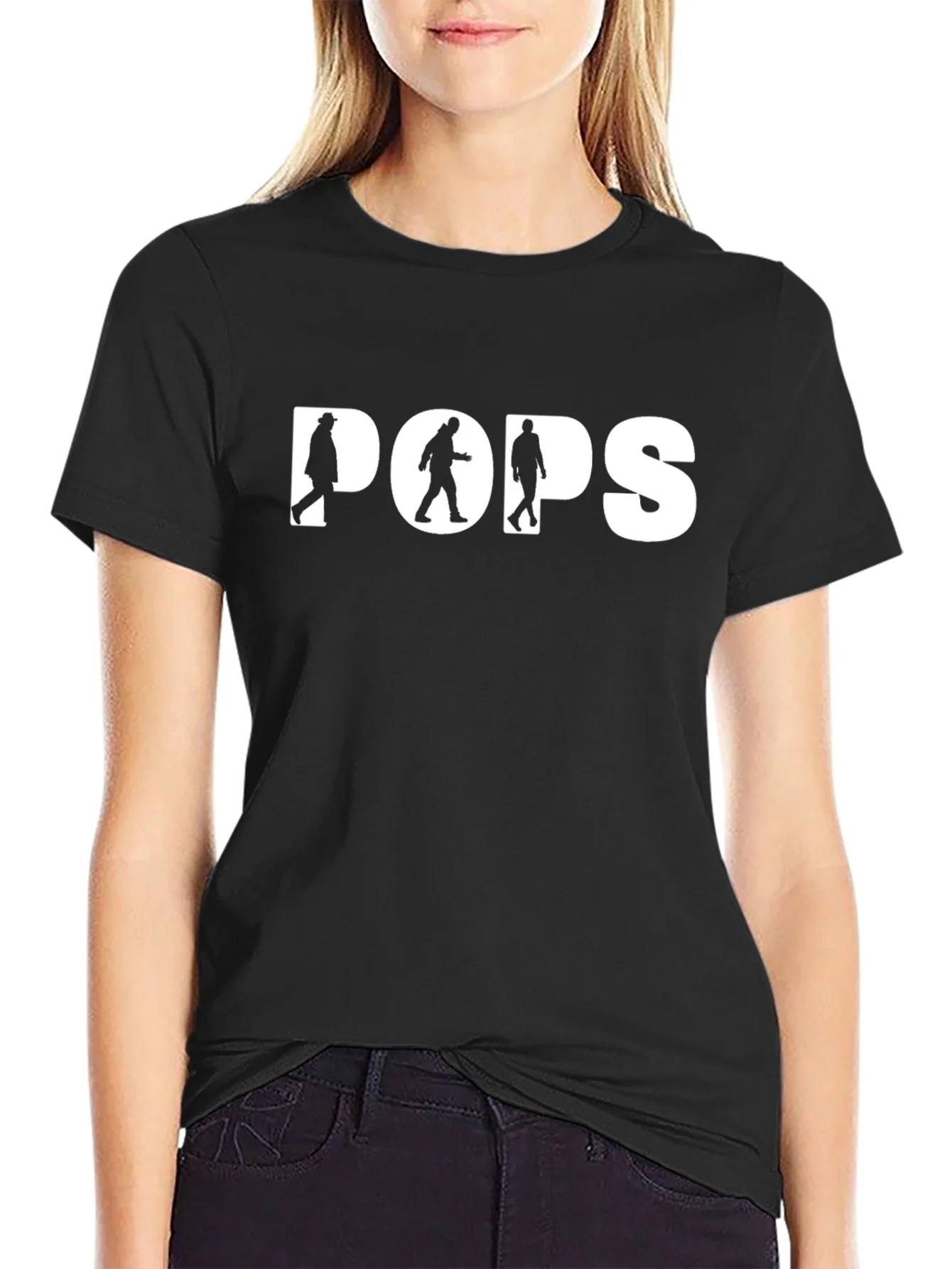 Camiseta Negra POPS con Siluetas