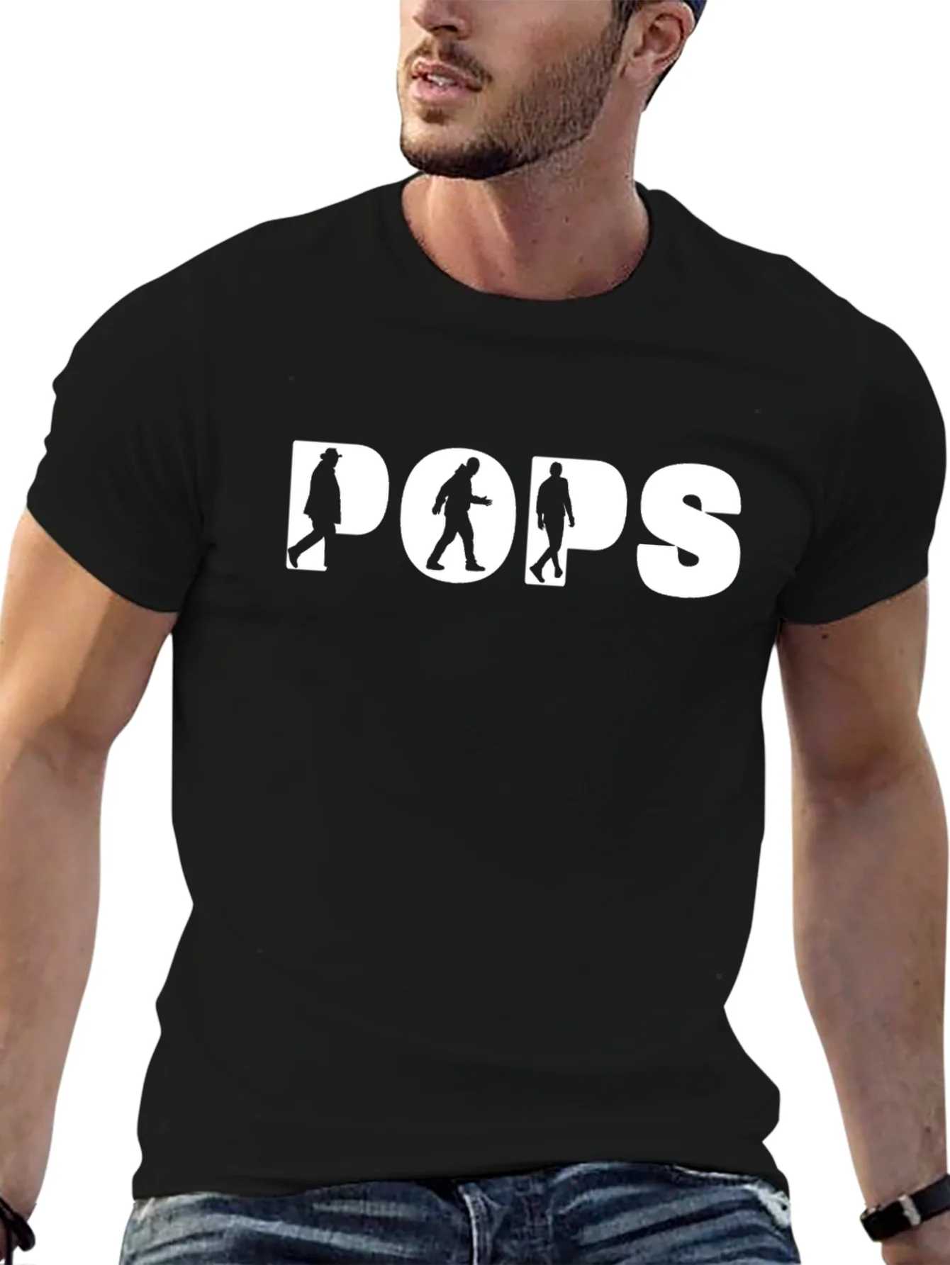 Camiseta Negra POPS con Siluetas