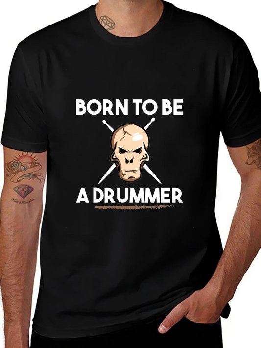 Rebbecca Born to Be a Drummer Graphic Tee - Black Cotton T-Shirt