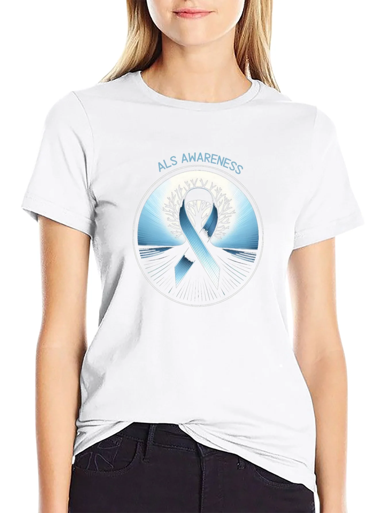 Rebbecca ALS Awareness Ribbon Graphic T-Shirt