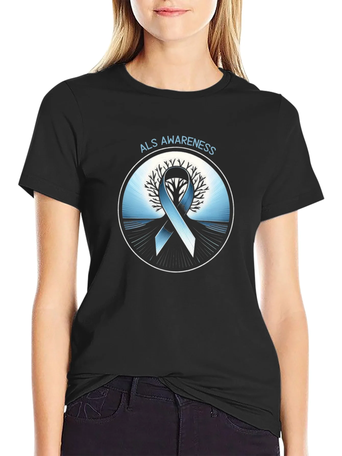 Rebbecca ALS Awareness Ribbon Graphic T-Shirt