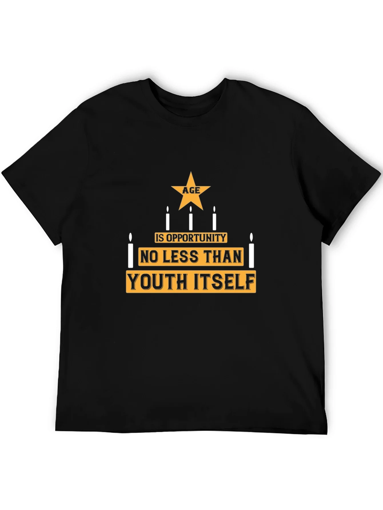 Camiseta Negra con Dise?o La Edad es Oportunidad