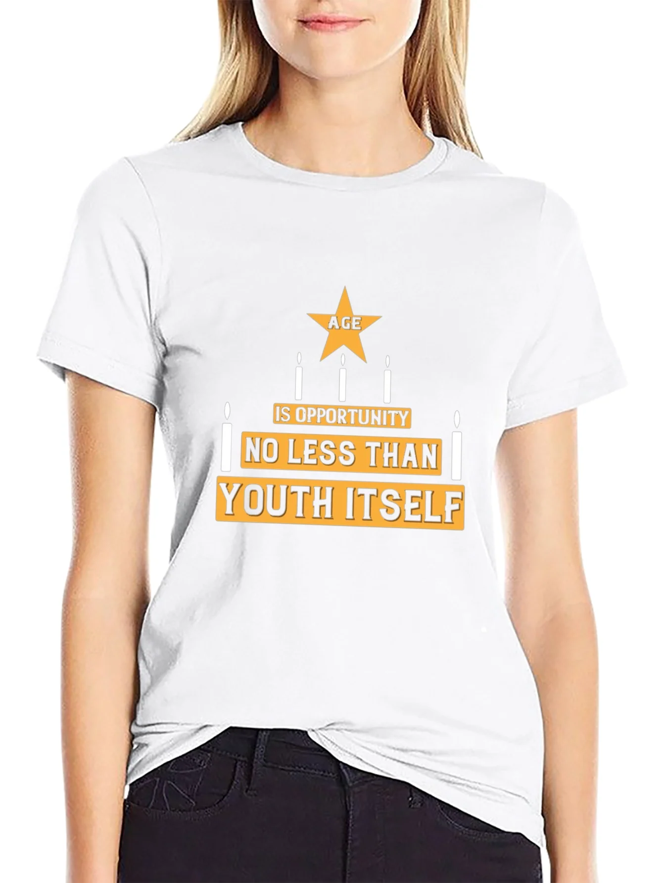 Camiseta Negra con Dise?o La Edad es Oportunidad