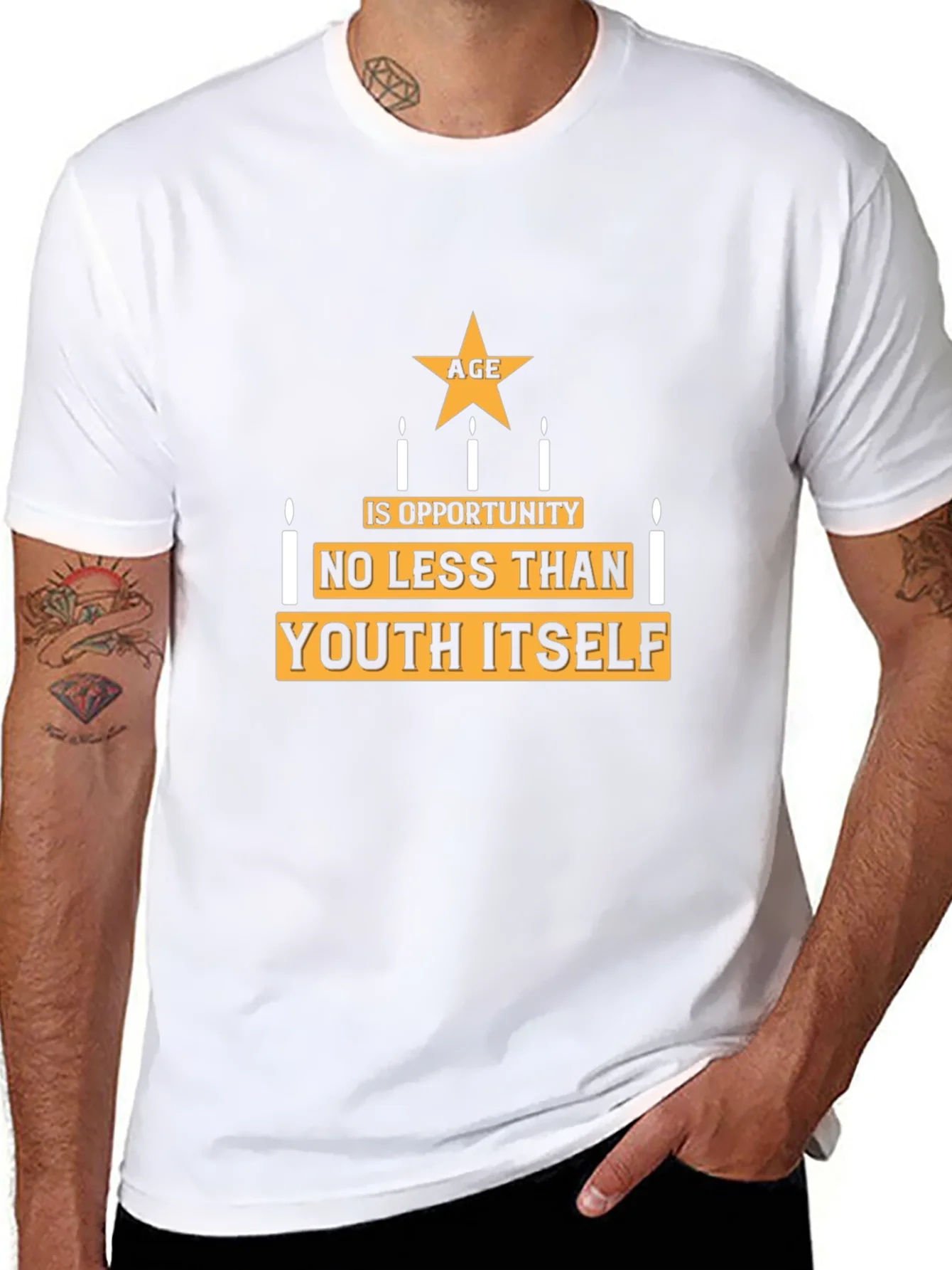Camiseta Negra con Dise?o La Edad es Oportunidad