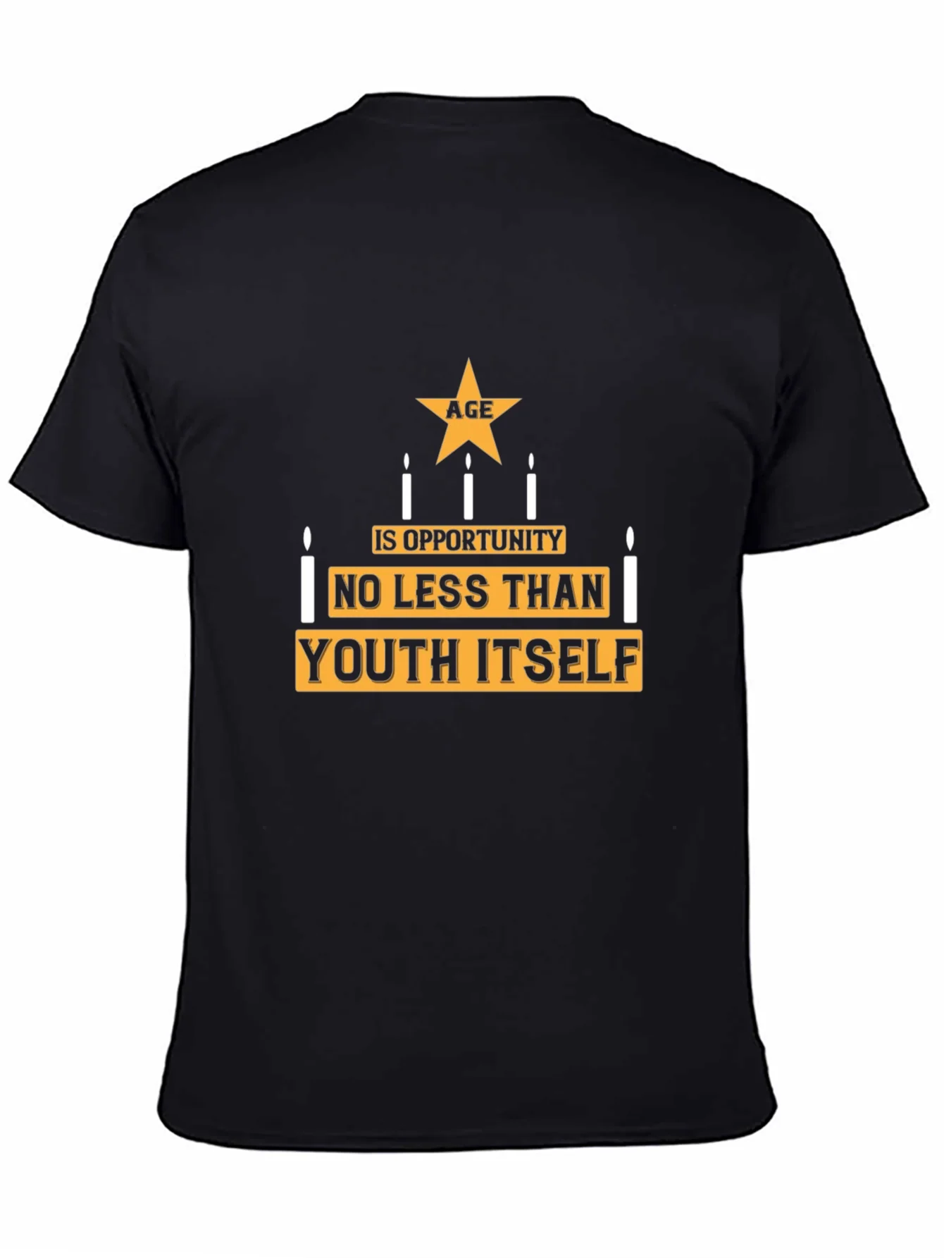 Camiseta Negra con Dise?o La Edad es Oportunidad