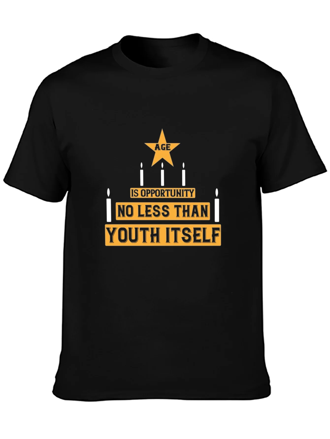 Camiseta Negra con Dise?o La Edad es Oportunidad