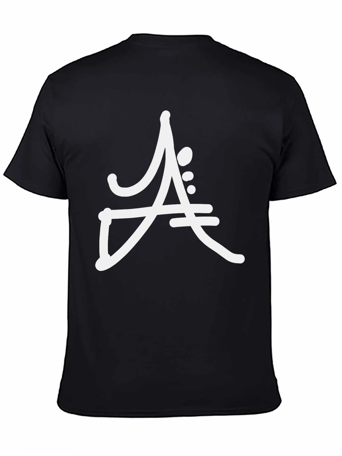 Camiseta Negra Algod¨®n Dise?o Abstracto Blanco