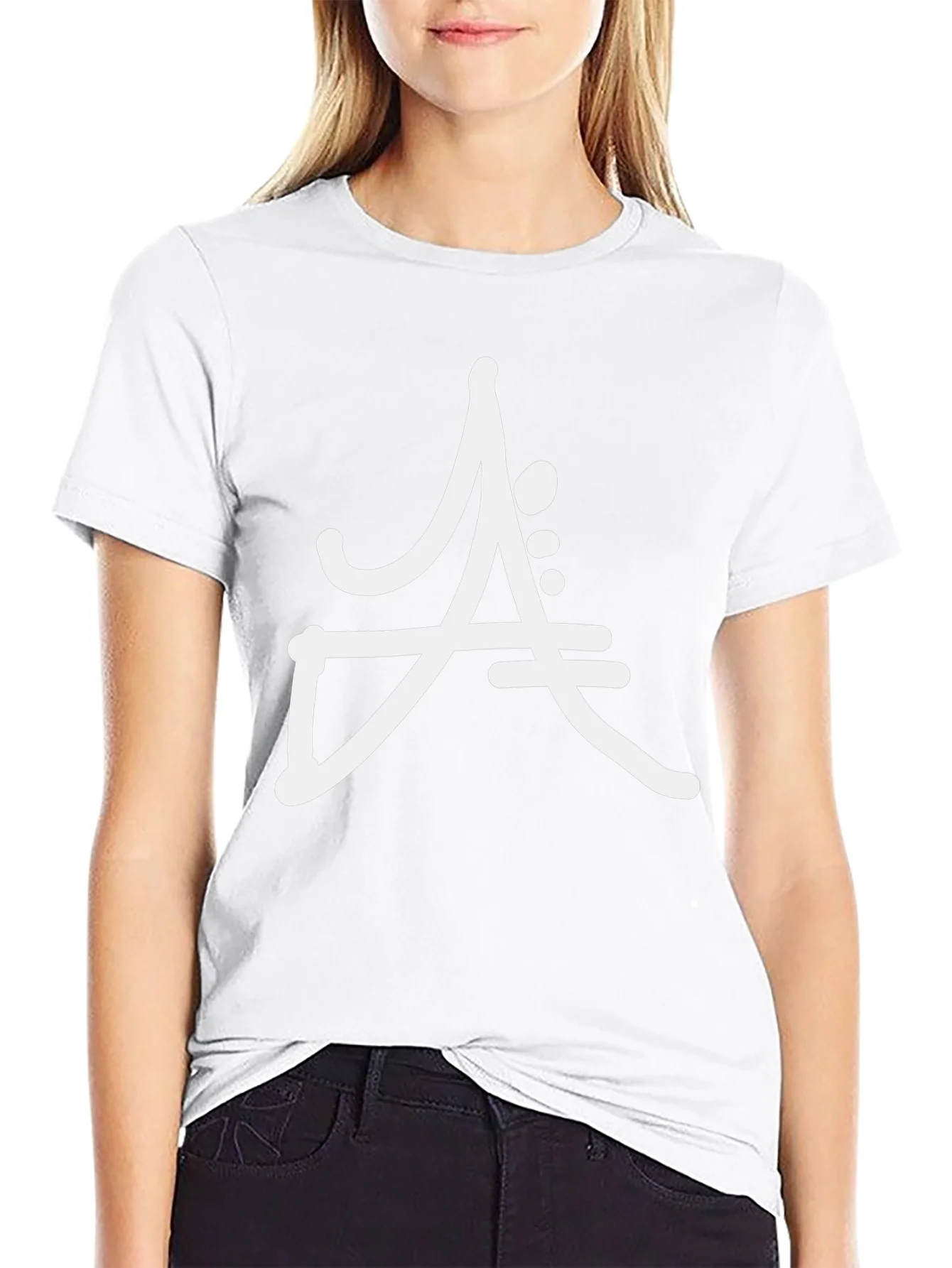 Camiseta Negra Algod¨®n Dise?o Abstracto Blanco