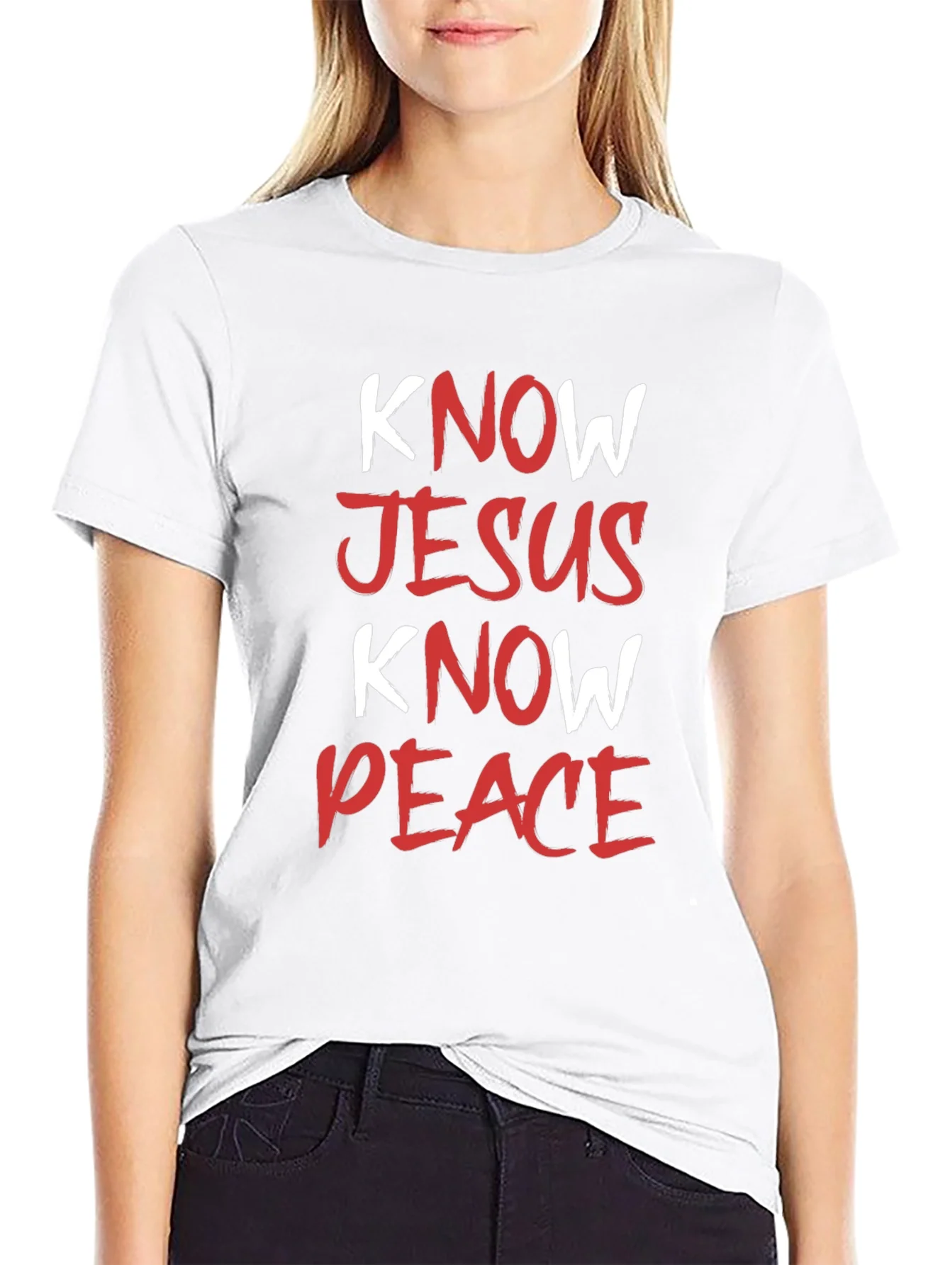 Rebbecca Know Jesus Know Peace Black T-Shirt