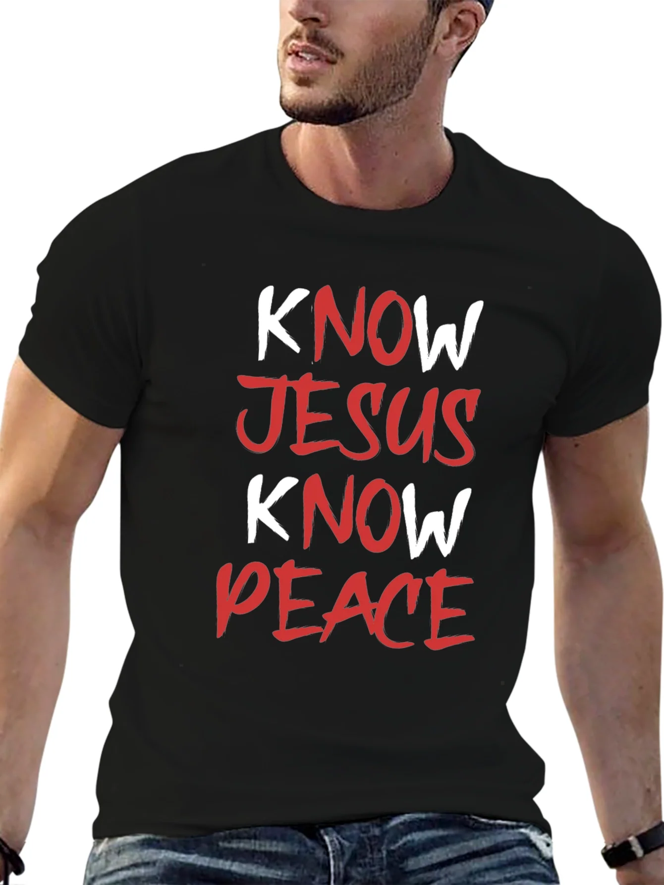 Rebbecca Know Jesus Know Peace Black T-Shirt