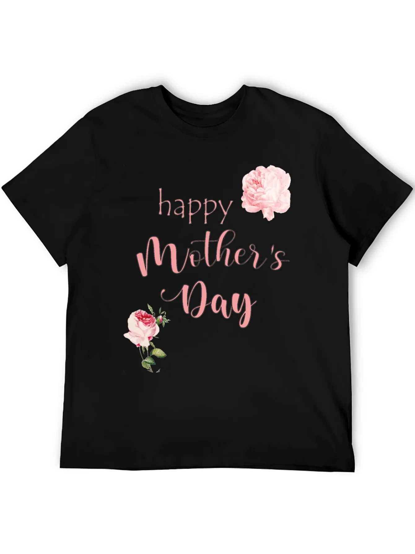 Camiseta Negra Feliz D¨ªa de la Madre con Rosas