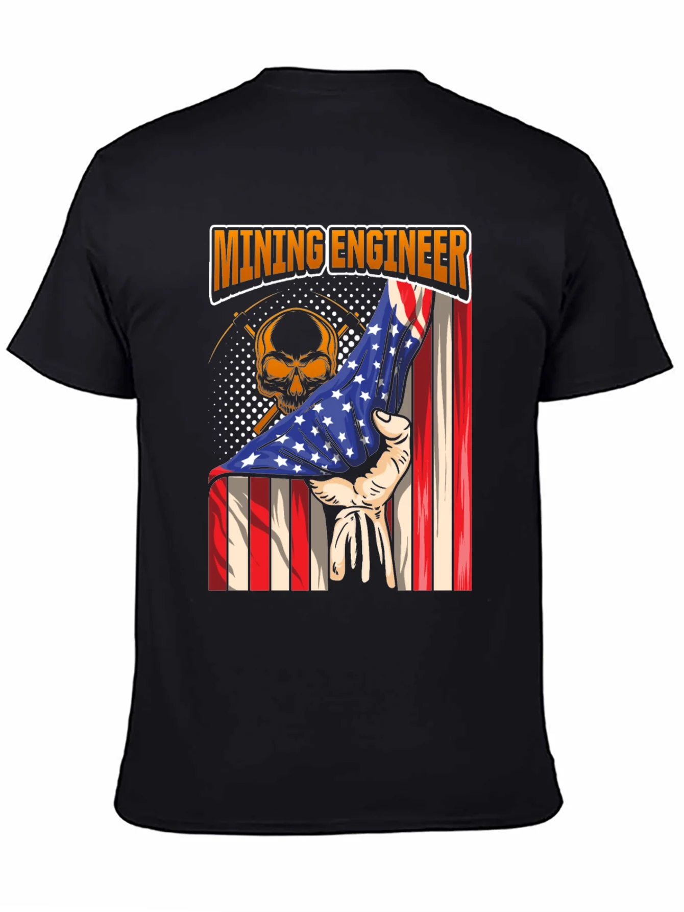 Rebbecca Mining Engineer American Flag Skull T-Shirt