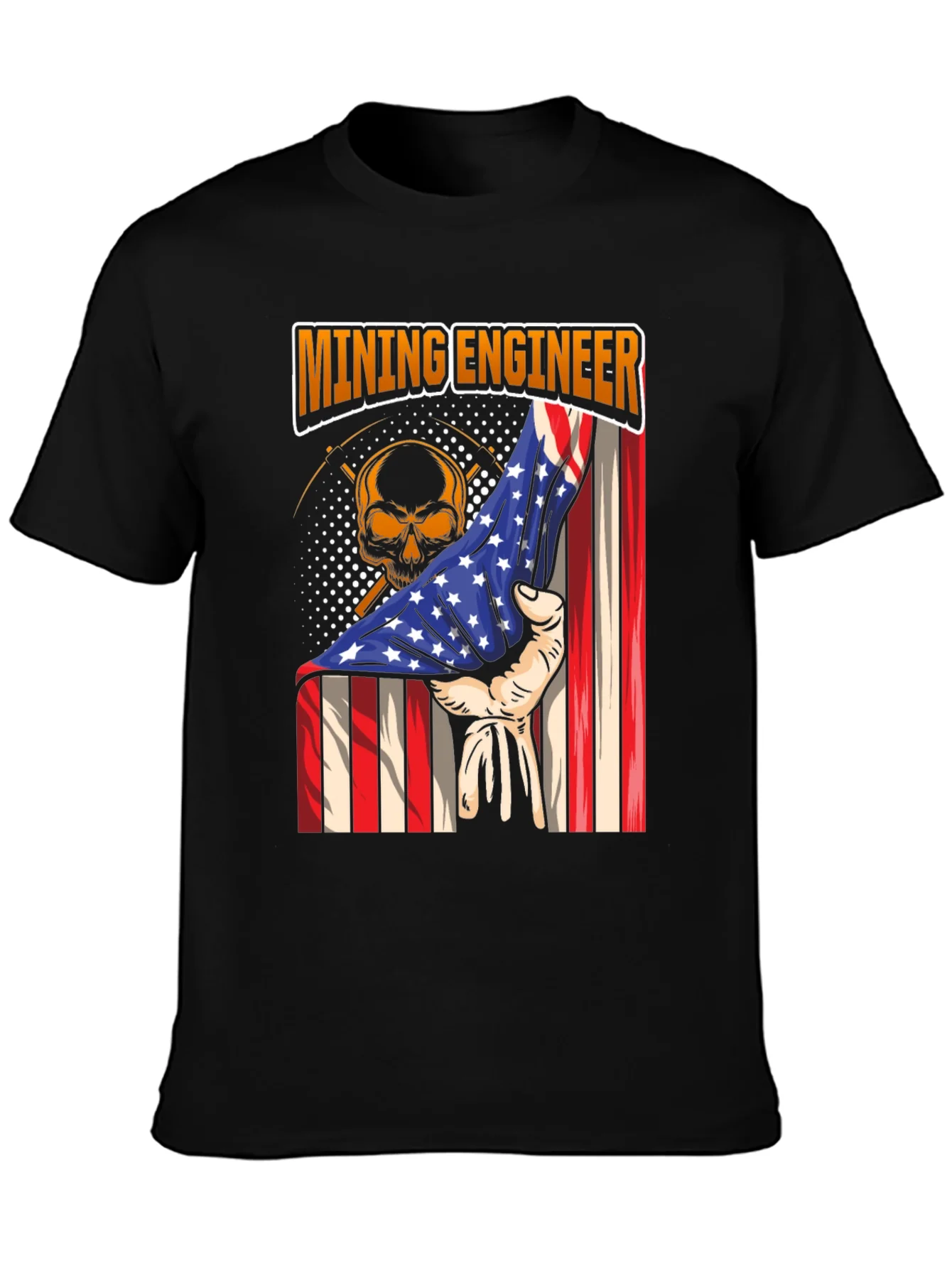 Rebbecca Mining Engineer American Flag Skull T-Shirt