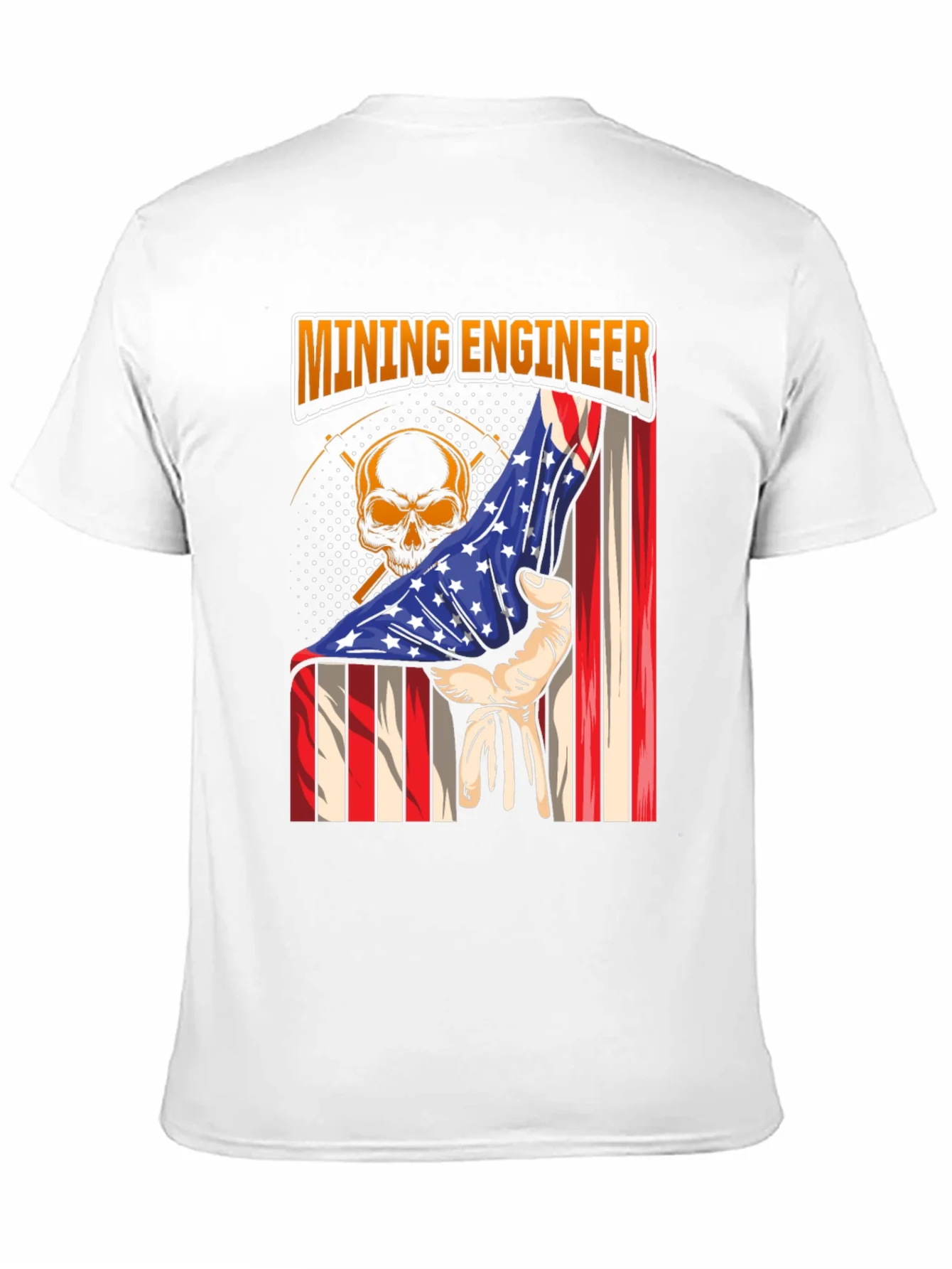 Rebbecca Mining Engineer American Flag Skull T-Shirt