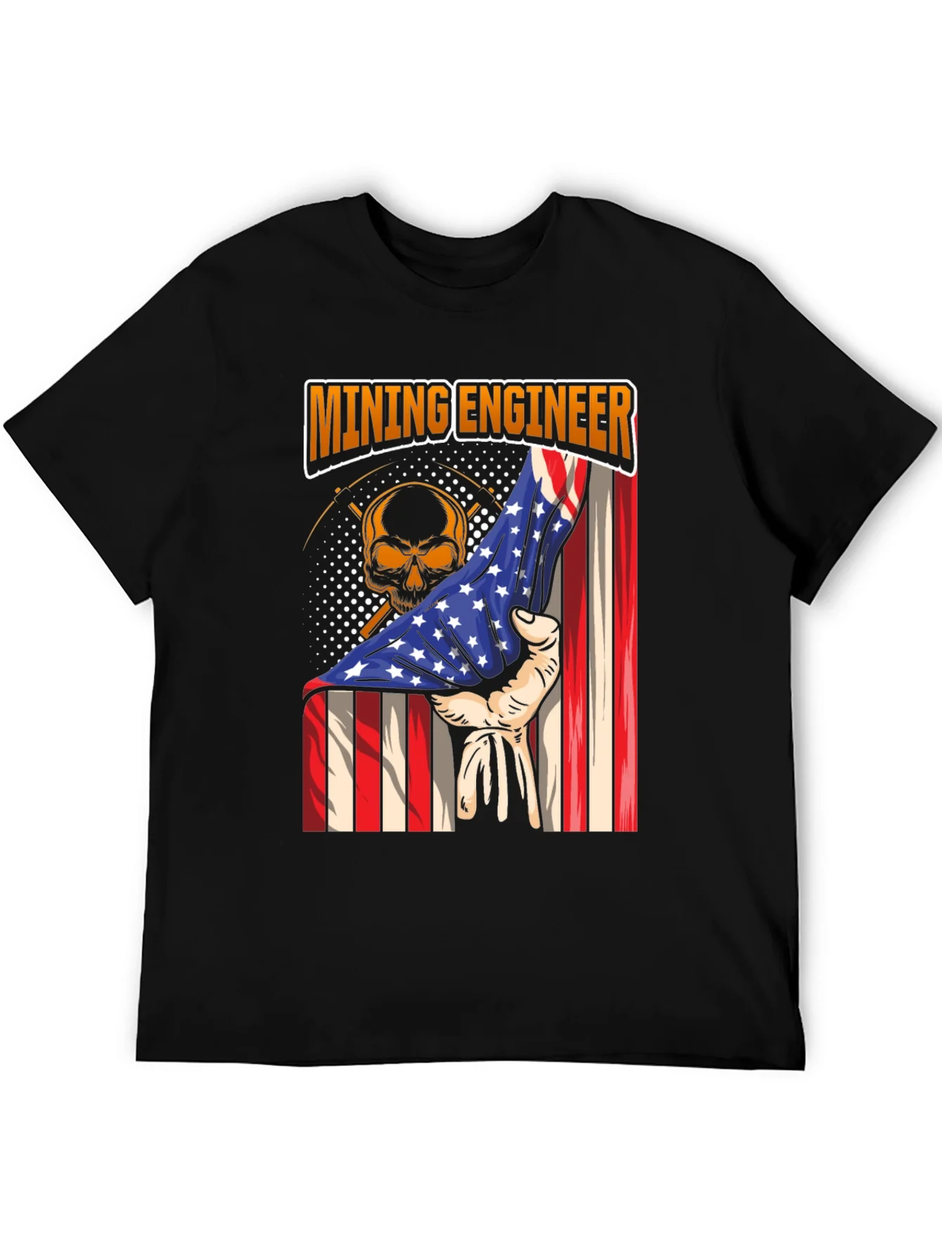 Rebbecca Mining Engineer American Flag Skull T-Shirt