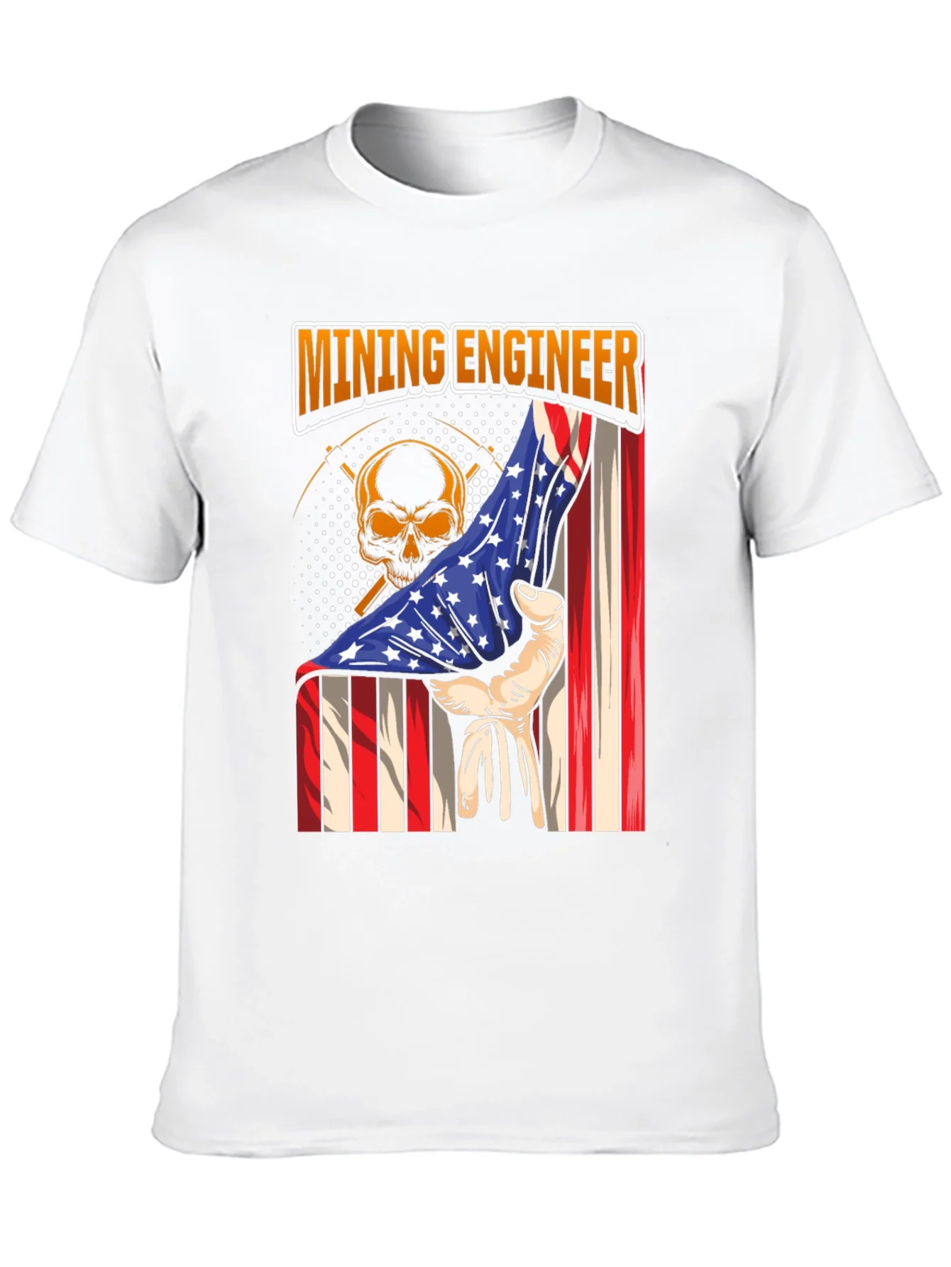 Rebbecca Mining Engineer American Flag Skull T-Shirt