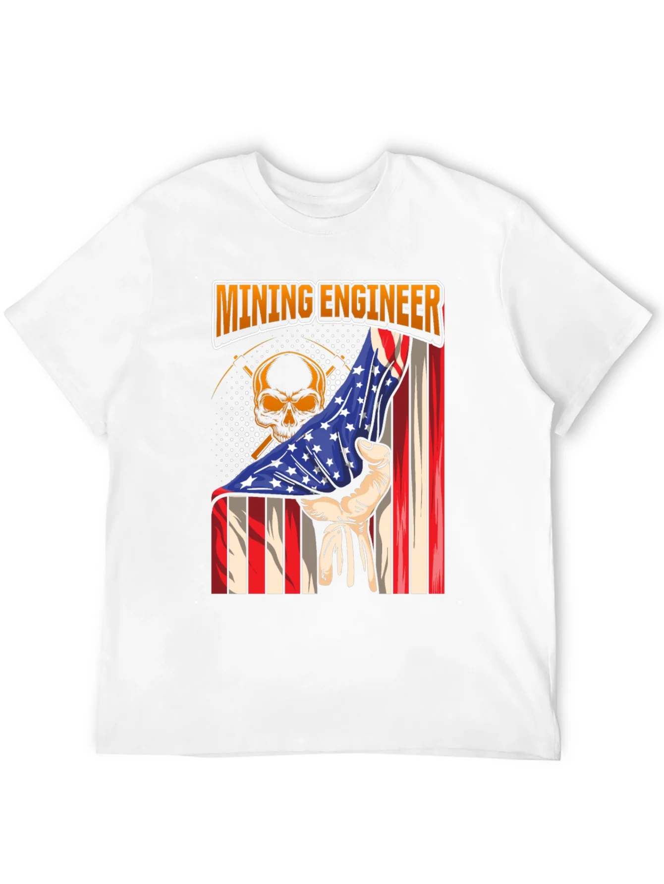Rebbecca Mining Engineer American Flag Skull T-Shirt
