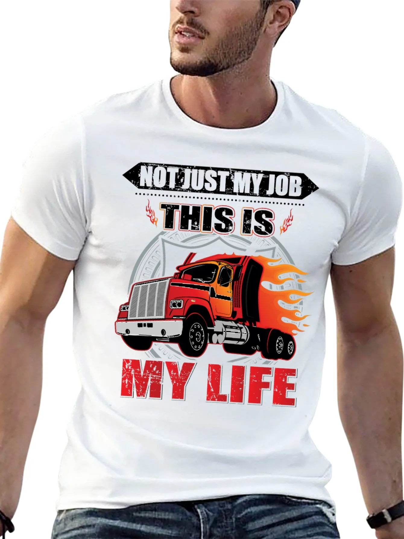 Rebbecca Trucker T-Shirt: Not Just My Job My Life!