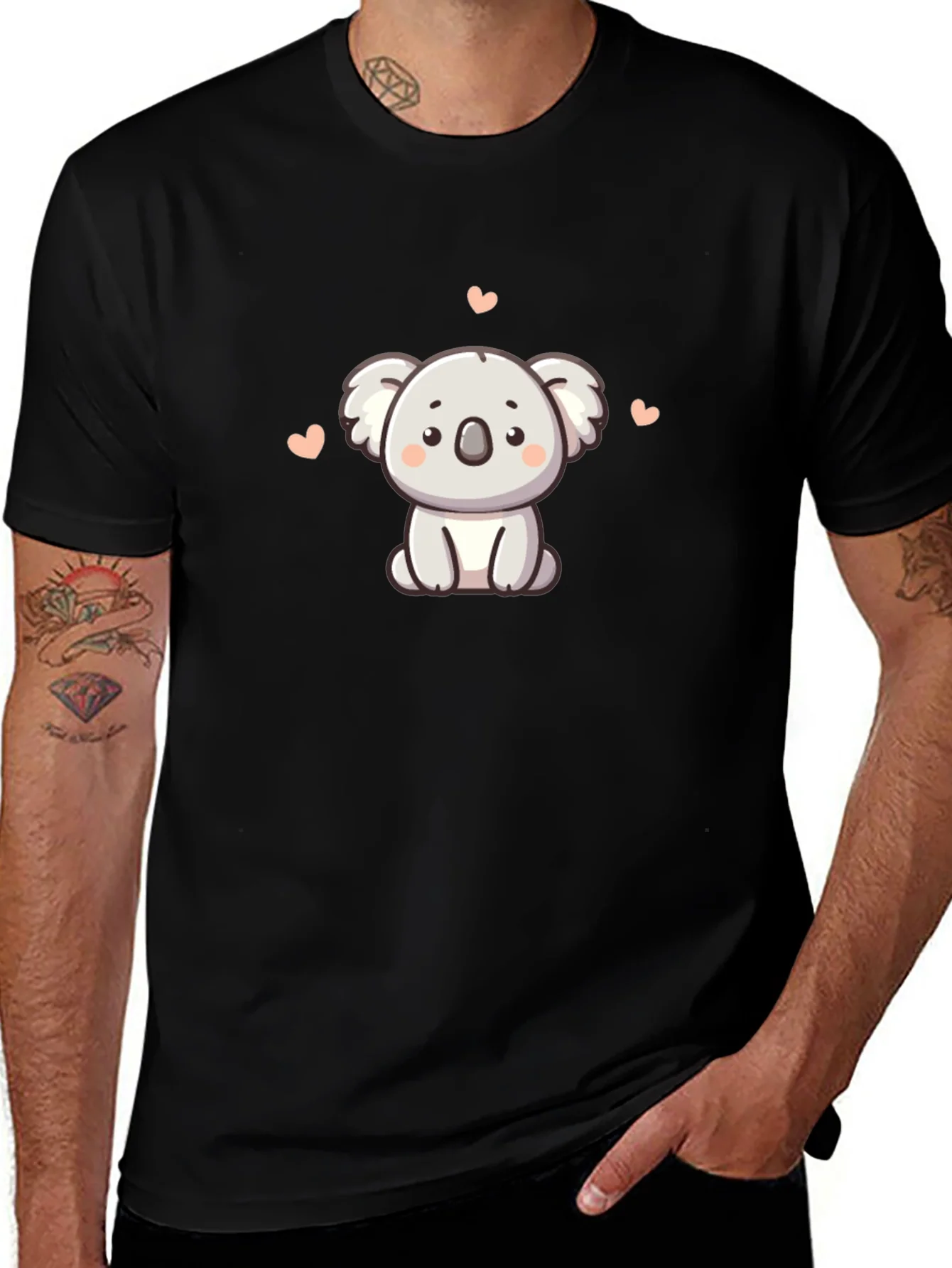 Camiseta Negra con Adorable Koala de Dibujos Animados