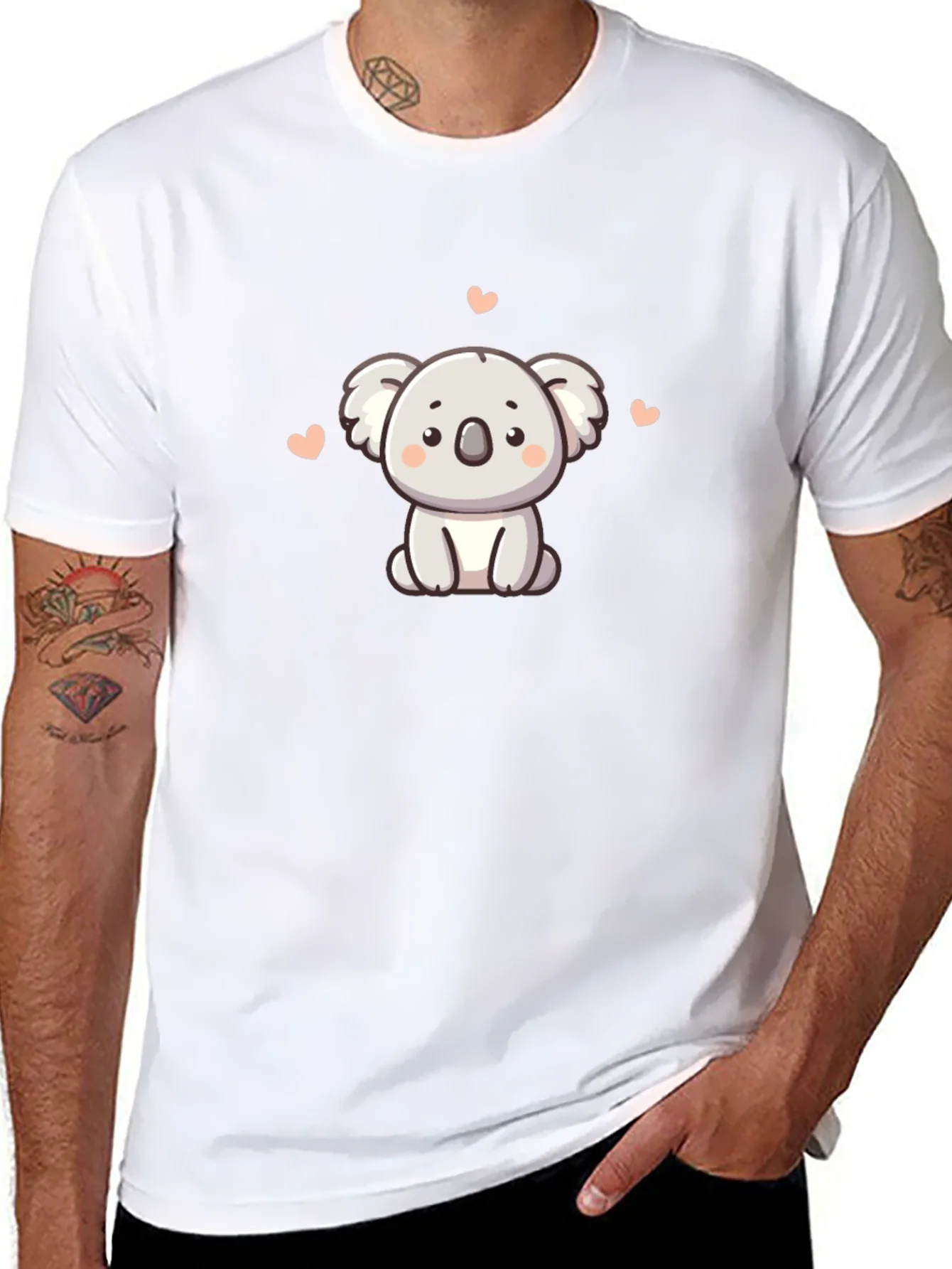 Camiseta Negra con Adorable Koala de Dibujos Animados