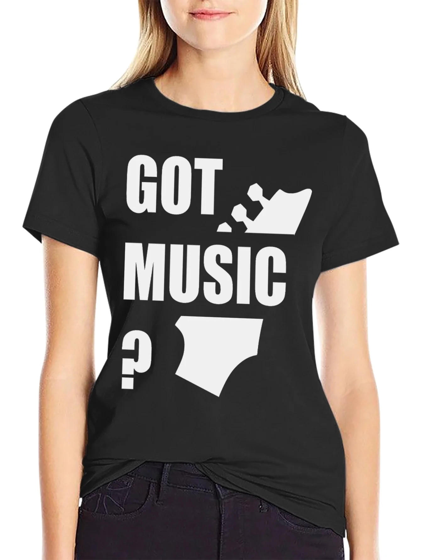 Rebbecca Got Music? Black T-Shirt Graphic Tee