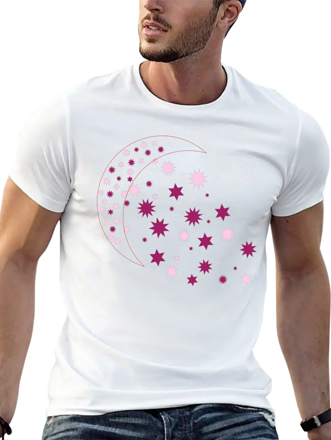 Rebbecca Celestial Star Moon Graphic Tee - Black