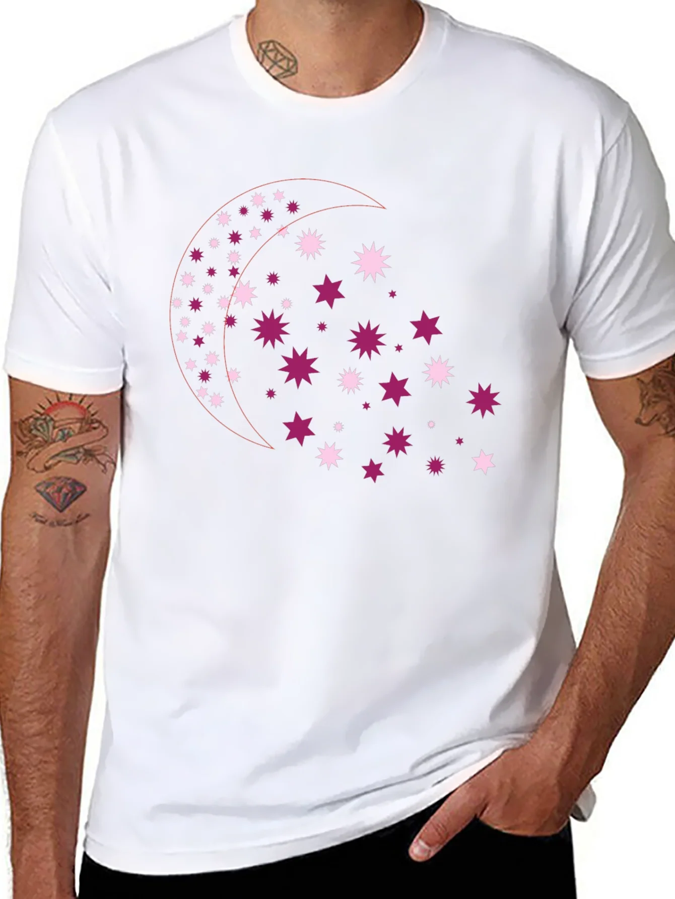 Rebbecca Celestial Star Moon Graphic Tee - Black