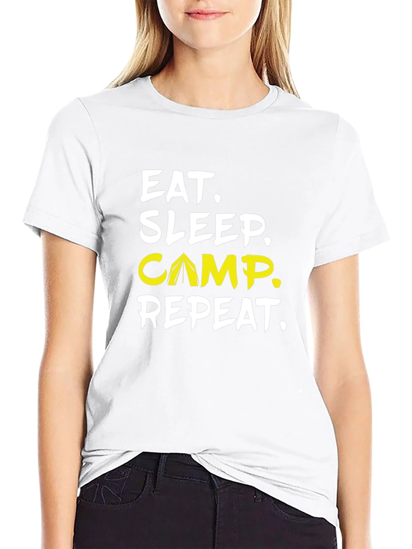 Camiseta Negra Eat Sleep Camp Repeat