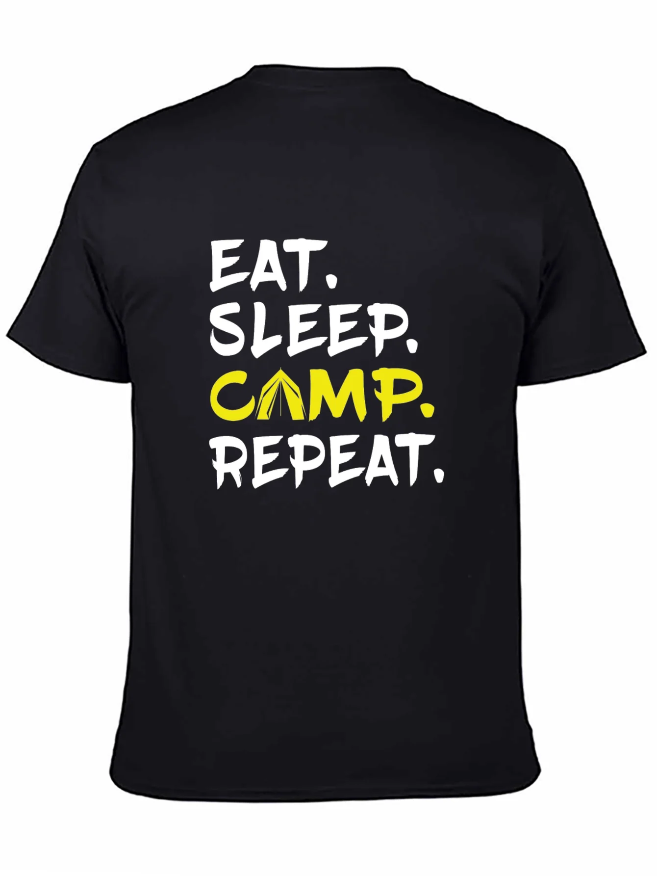 Camiseta Negra Eat Sleep Camp Repeat