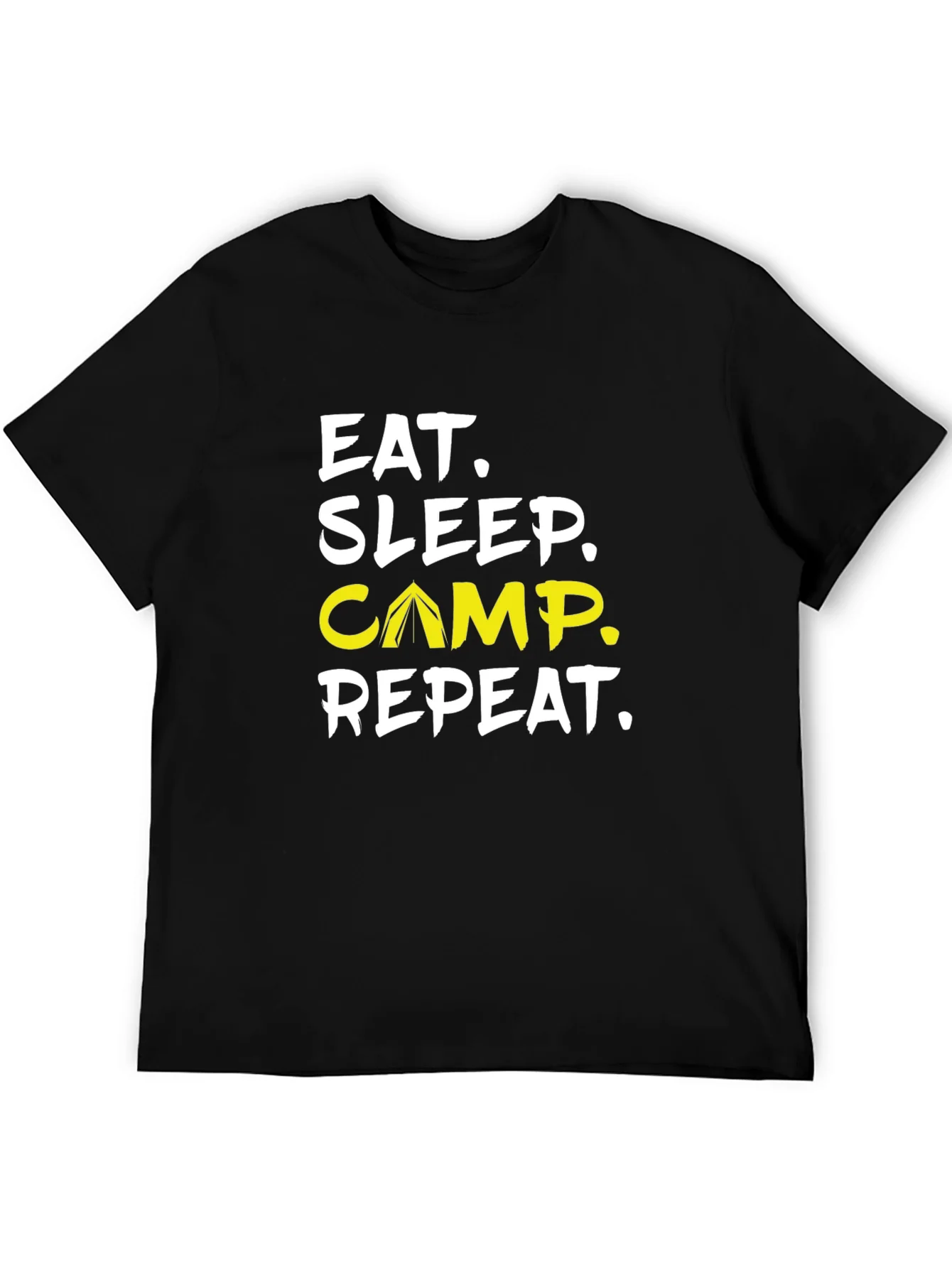 Camiseta Negra Eat Sleep Camp Repeat