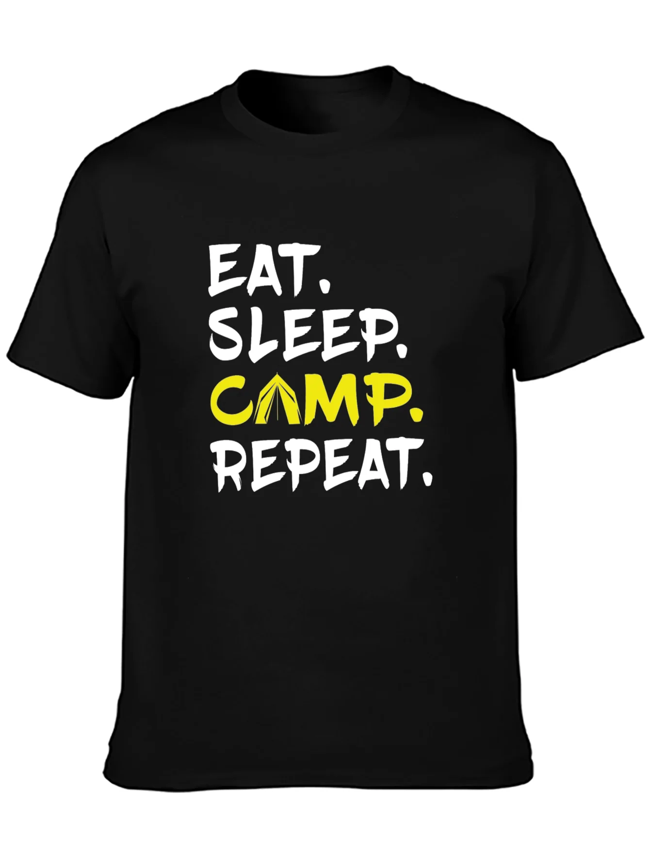 Camiseta Negra Eat Sleep Camp Repeat