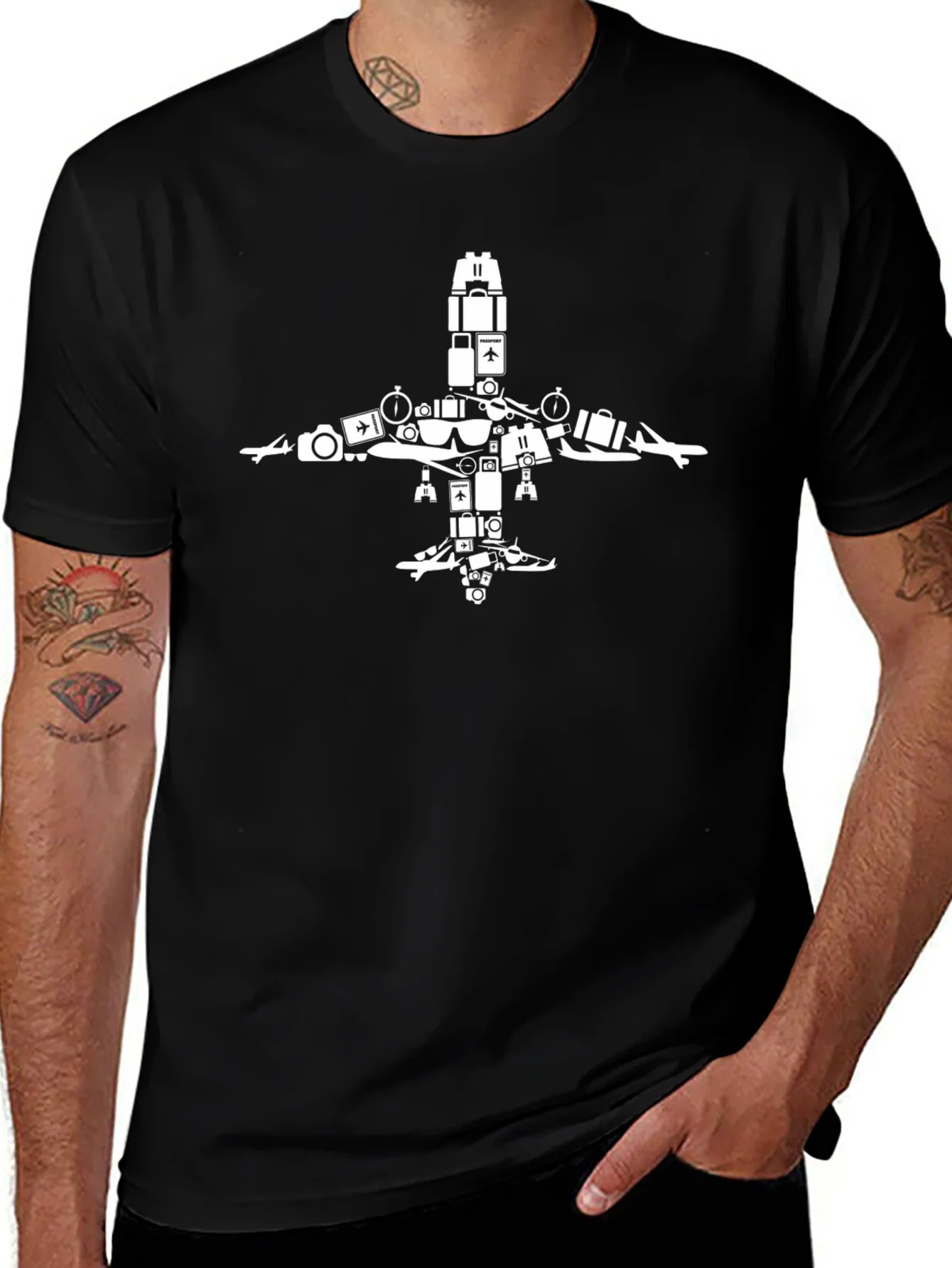 Rebbecca Travel Airplane Graphic Tee - Black
