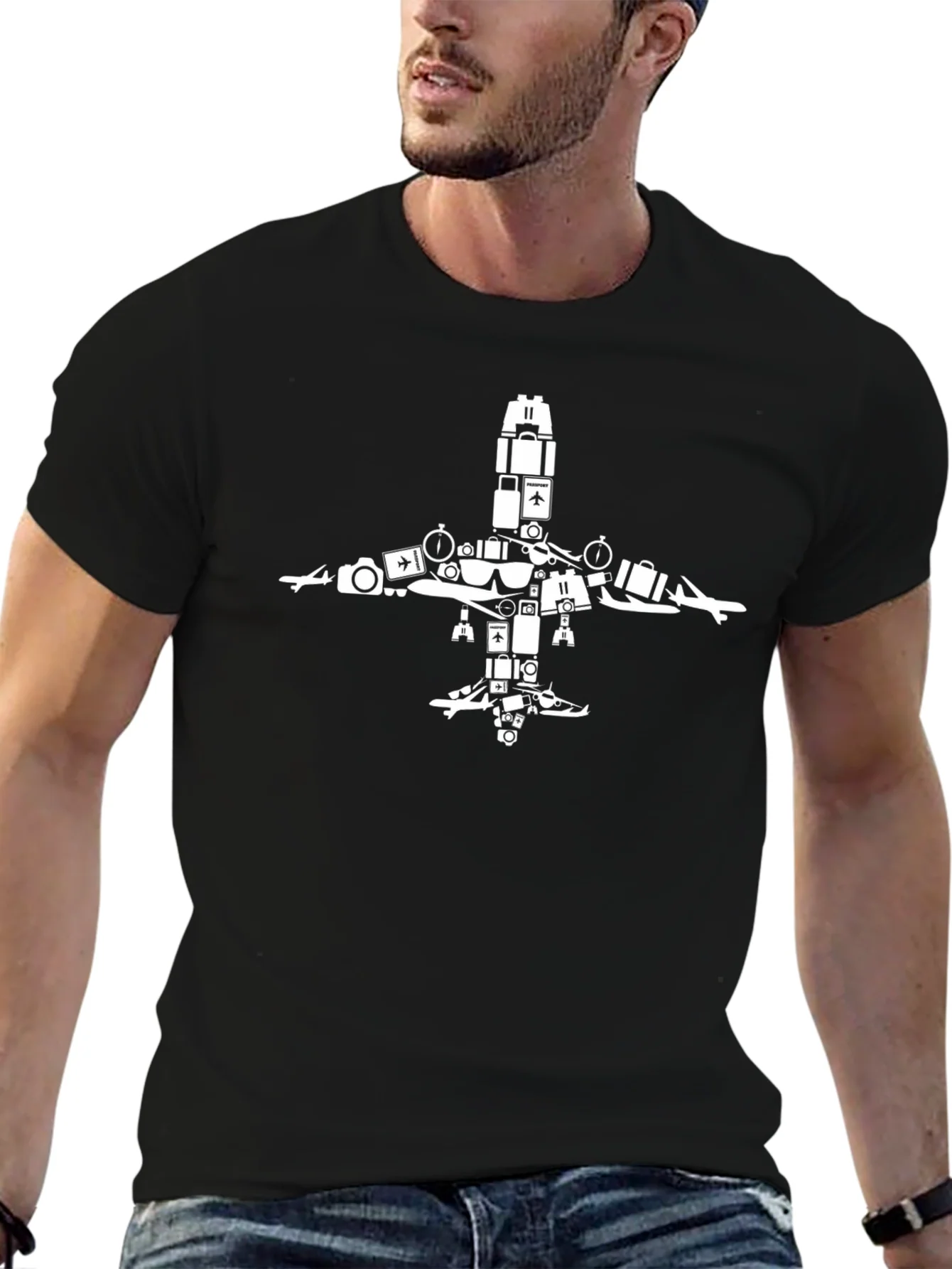Rebbecca Travel Airplane Graphic Tee - Black