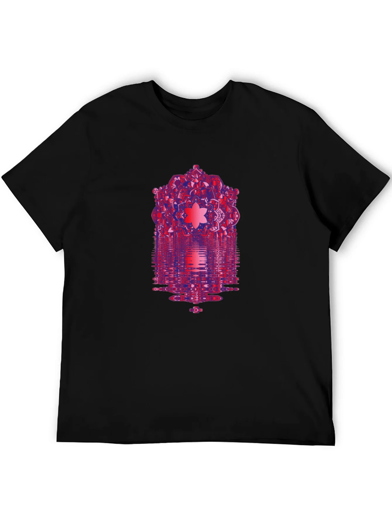 Camiseta Negra con Dise?o Mandala Abstracto