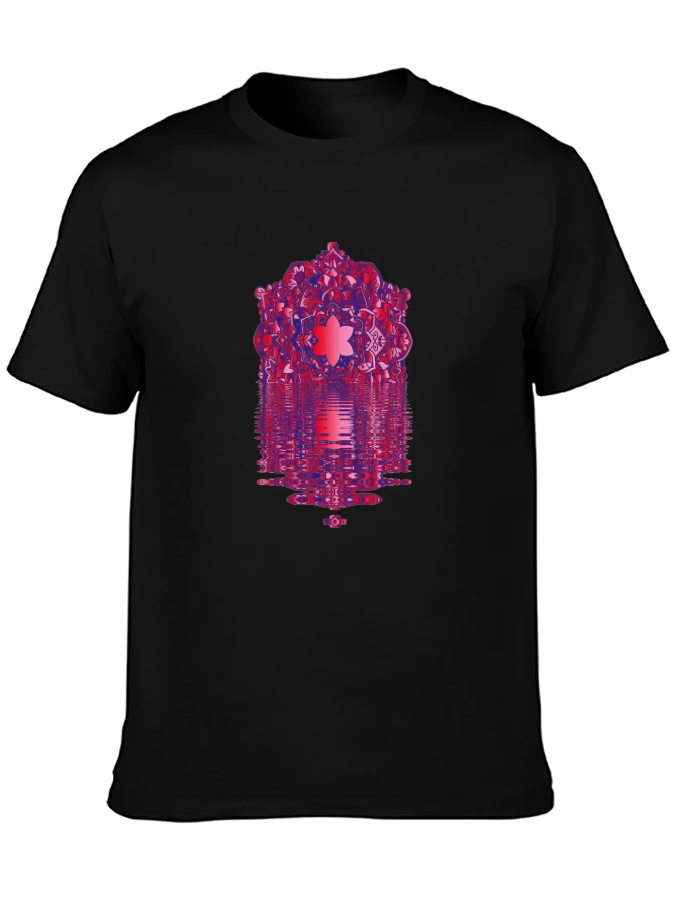 Camiseta Negra con Dise?o Mandala Abstracto