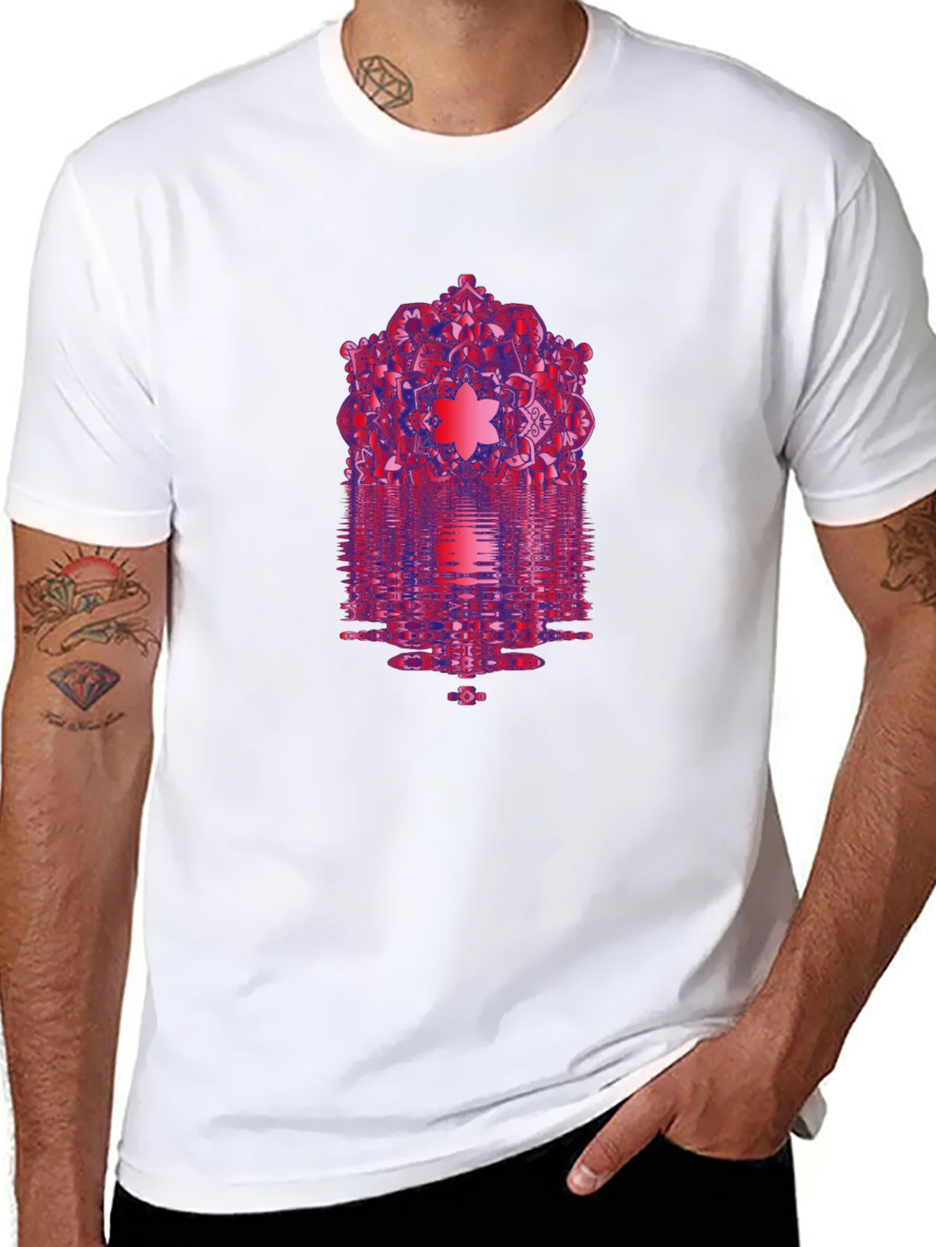 Camiseta Negra con Dise?o Mandala Abstracto