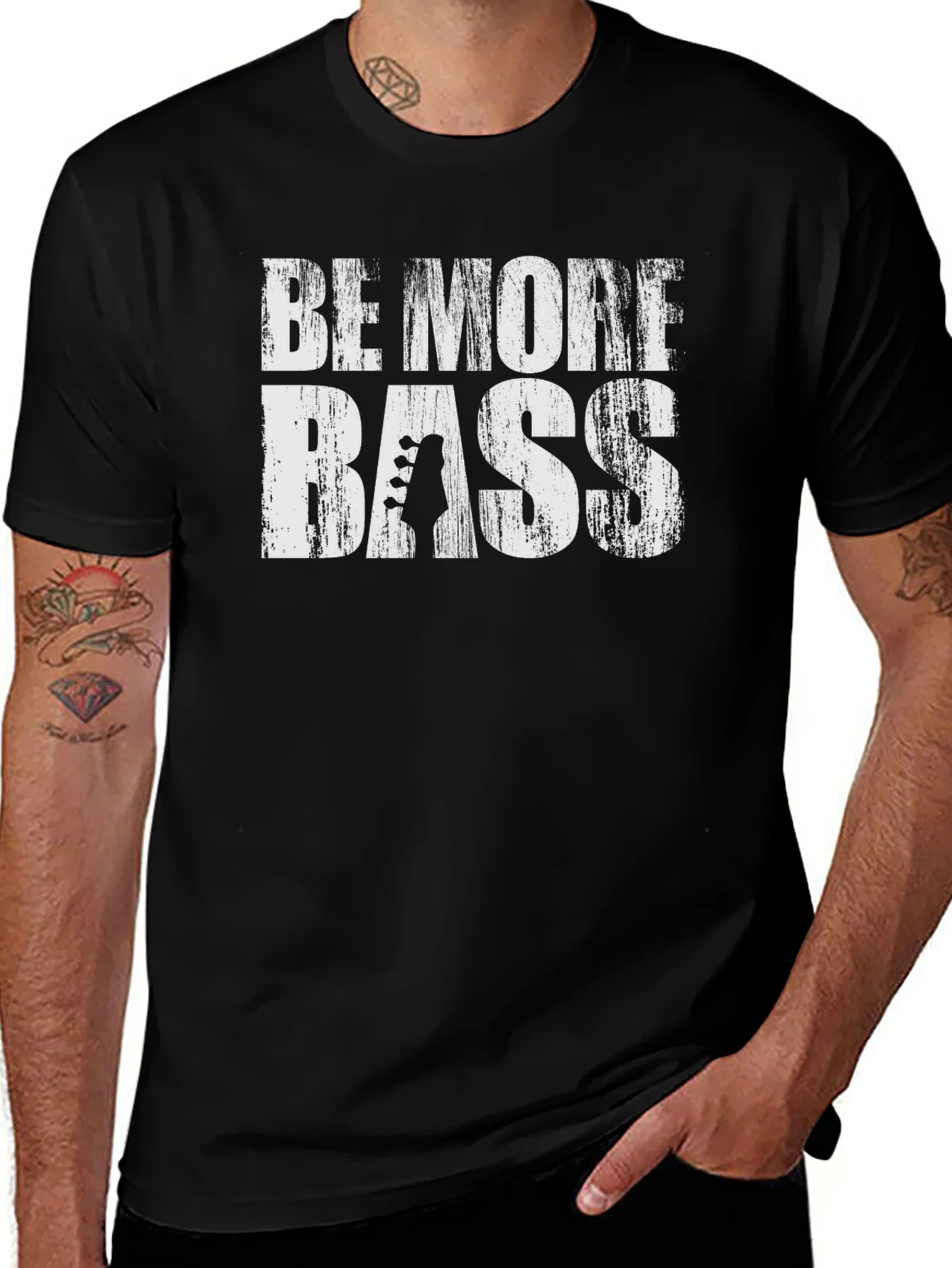 Camiseta Negra Be More Bass para M¨²sicos