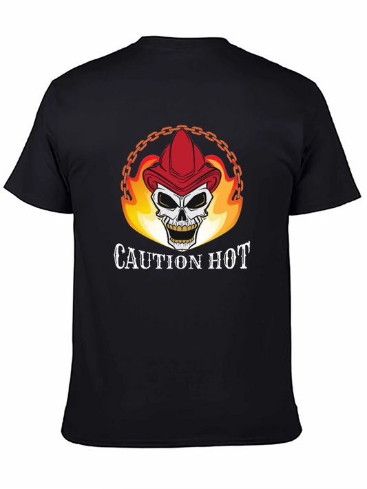 Rebbecca Caution Hot Skull Firefighter Graphic T-Shirt