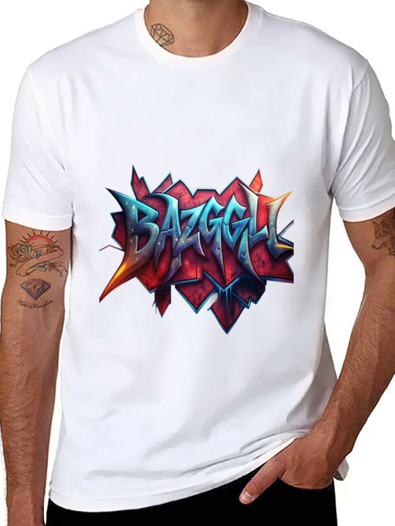 Camiseta Negra con Dise?o Gr¨¢fico Bazzgell