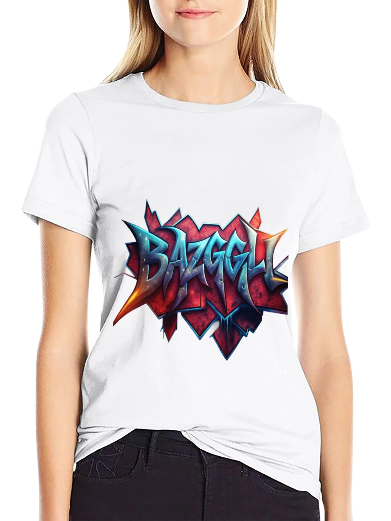 Camiseta Negra con Dise?o Gr¨¢fico Bazzgell
