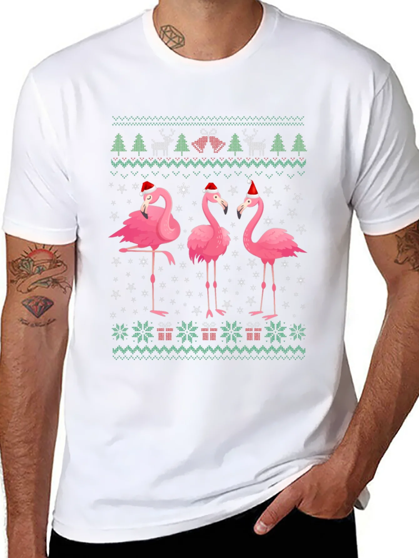 Camiseta Festiva con Flamencos Navide?os