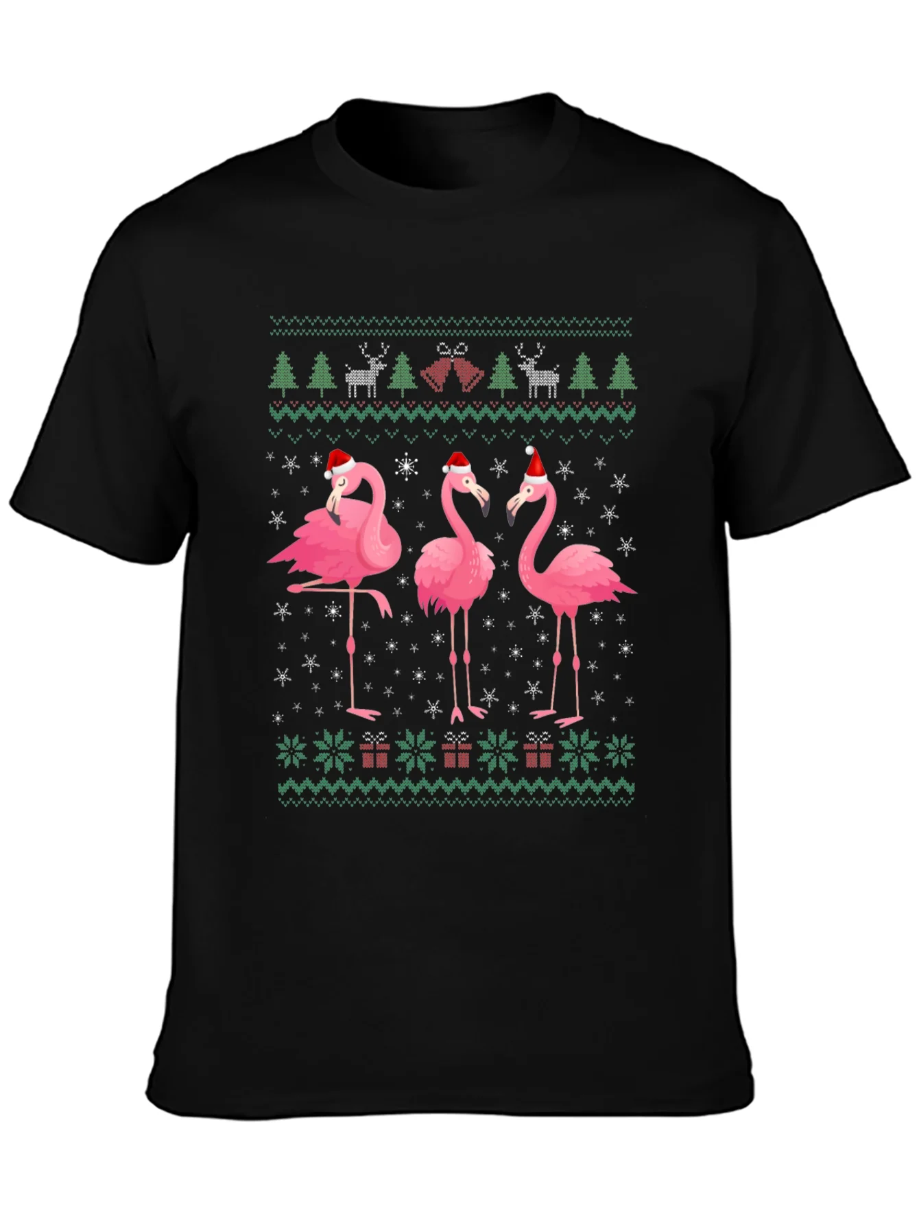 Camiseta Festiva con Flamencos Navide?os